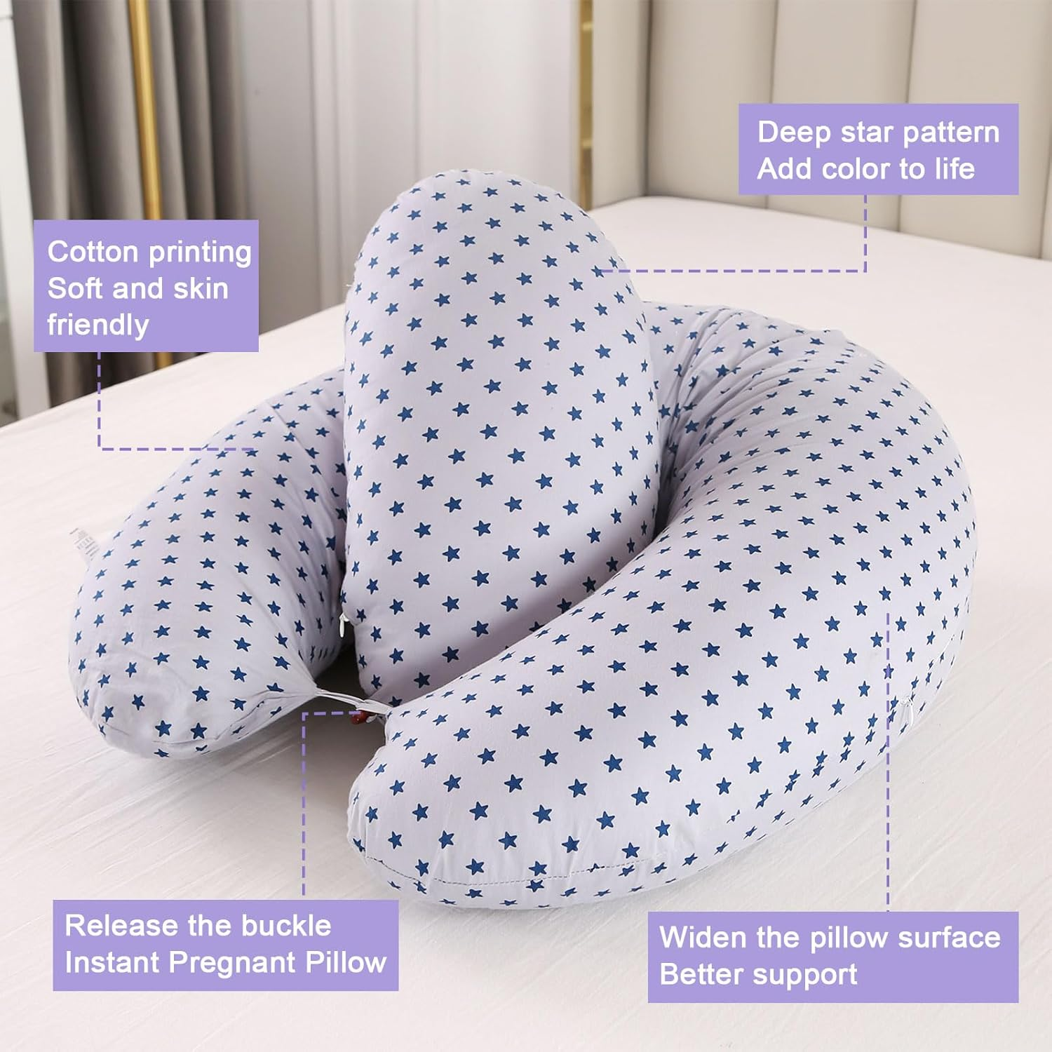 Pregnancy Pillow,Multifunctional Nursing Pillow Washable Breastfeeding Pillows (Type F-Upgrade) image number 4