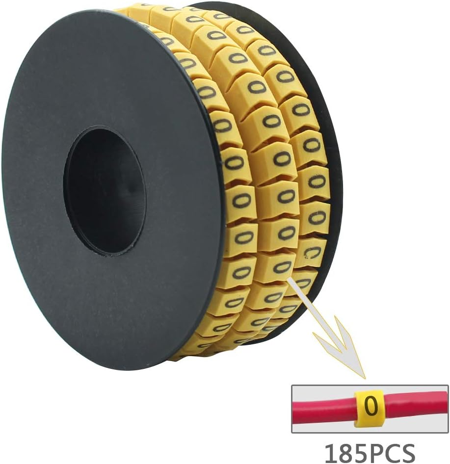 10 Rolls of 0-9 Number Tube,Yellow Flexible PVC Concave Cable Wire Markers Label Tag (6Mm2) image number 2