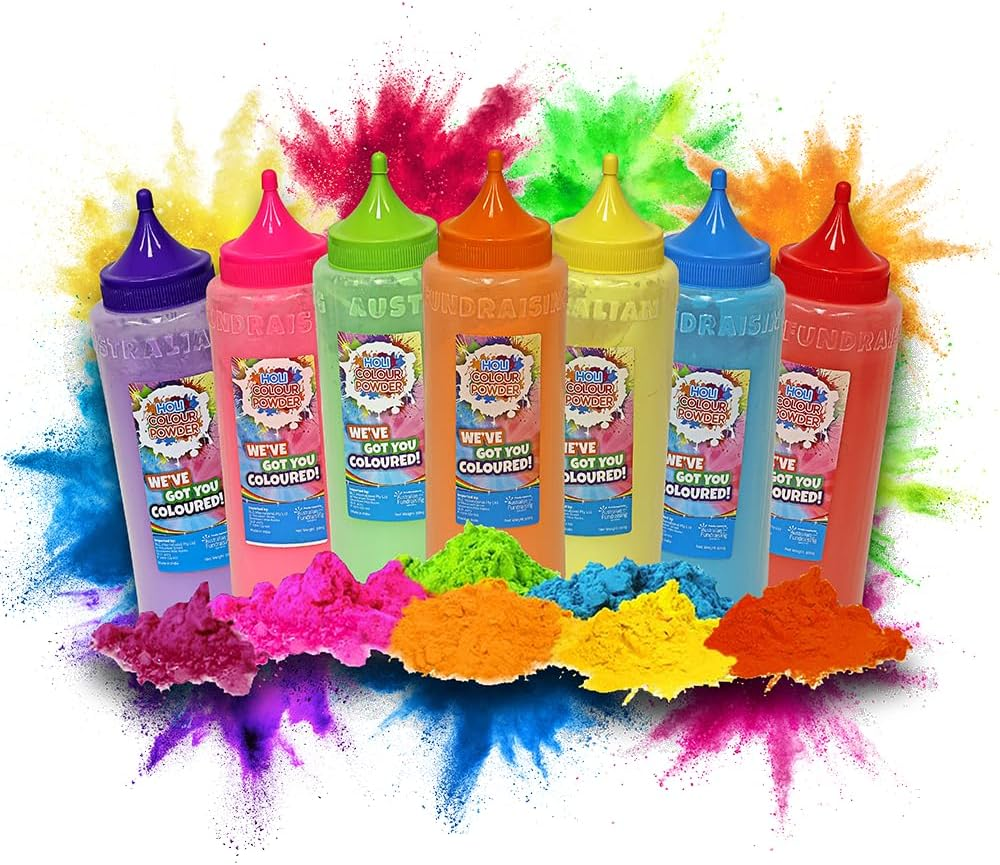 Holi Colour Powder 7Kg Bottle Pack - 14 X 500G Powder Bottles for Fun Runs, Colour Wars, Holi Festivals & Parties. Made from Natural Ingredients - Non-Toxic & Gluten-Free. image number 6