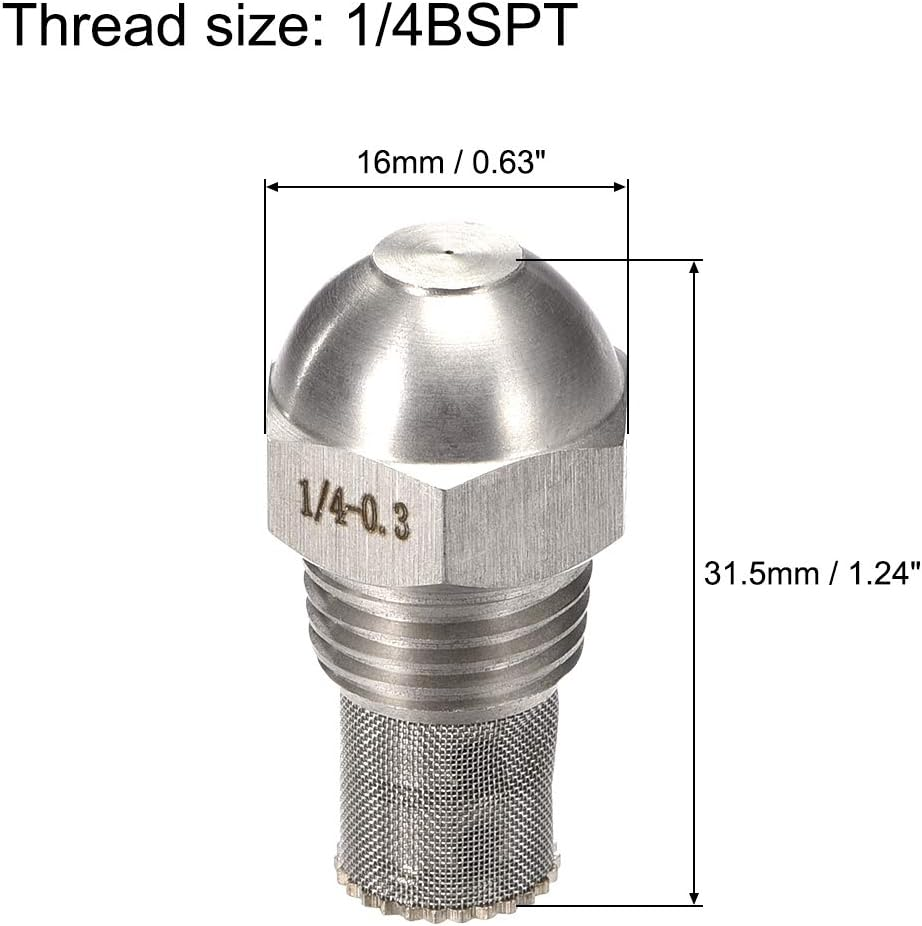 Uxcell Mist Nozzle - 1/4BSPT 0.3Mm Orifice Dia 304 Stainless Steel Fine Atomizing Spray Tip image number 4