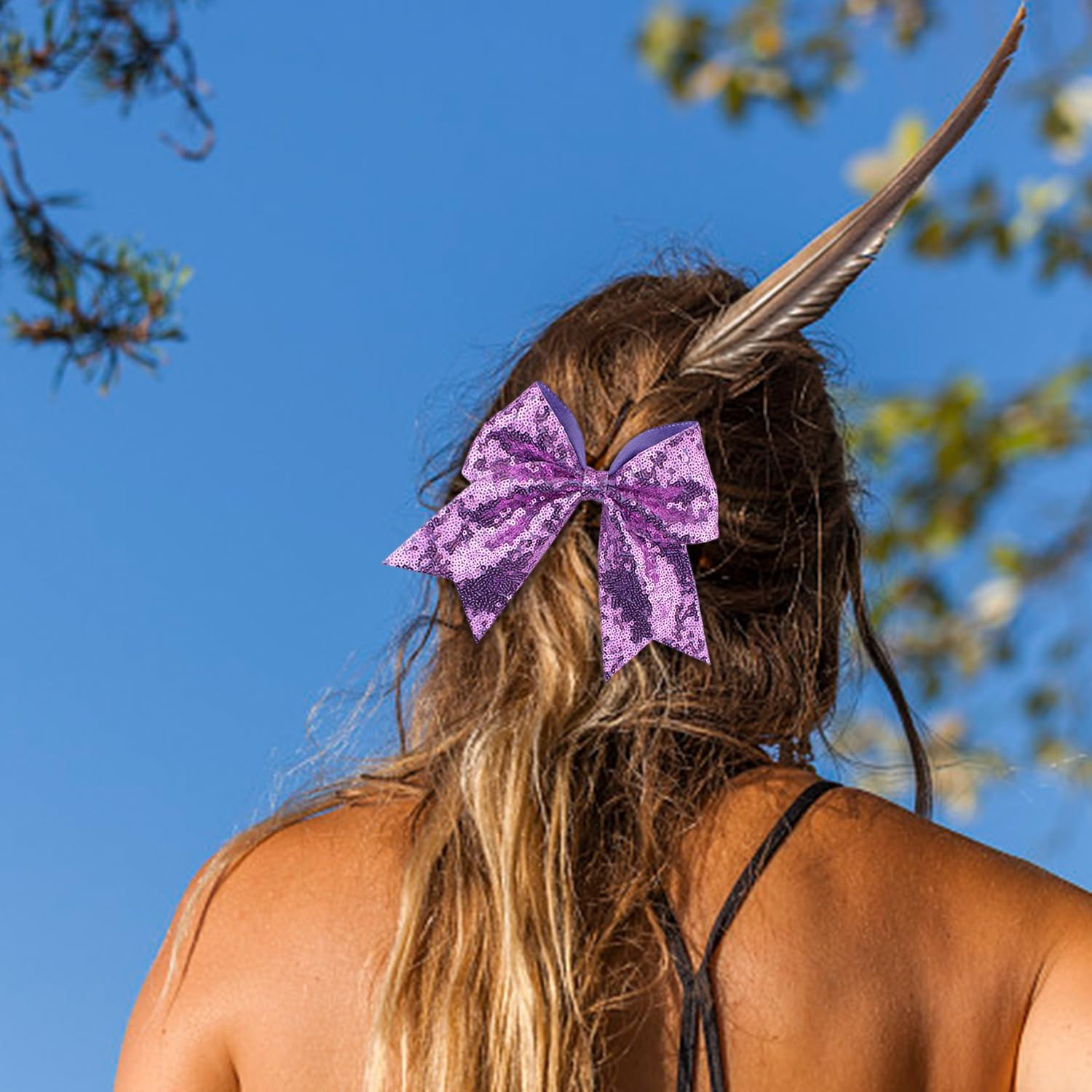 2 Bow Hair Clips and 2 Bow Hair Bows, Hair Authorities with Sequins, Children'S Accessories, Hairstyle Decorations.