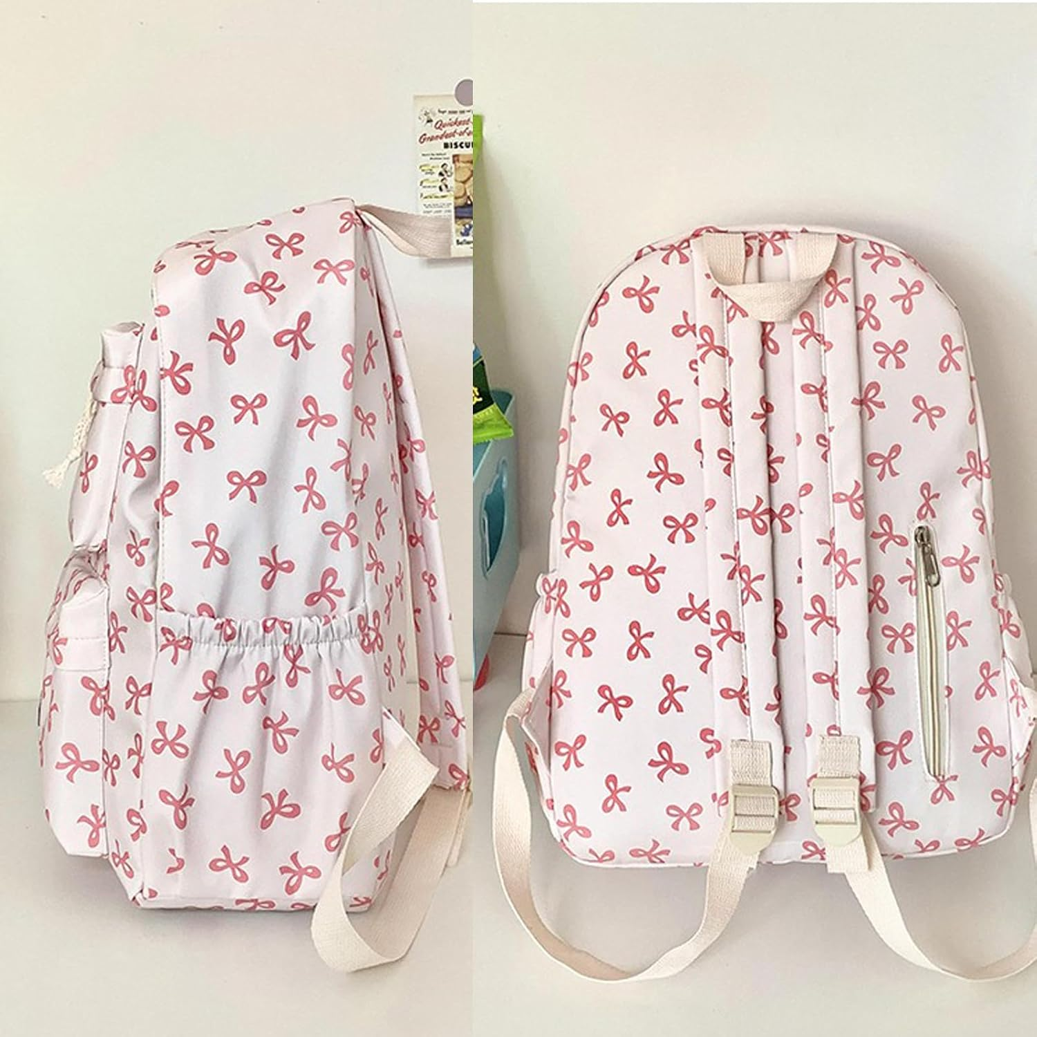 Bow Backpack for Women Girl, Cute Kawaii Aesthetic Travel Daypack, Y2K Preppy Backpack Bag - Blue A image number 5