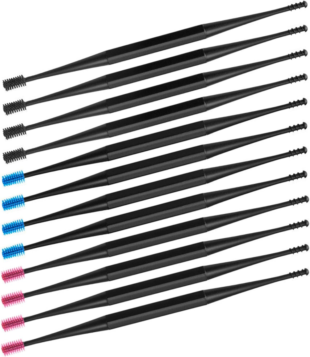 TEHAUX 12Pcs Double-Ended Silicone Ear Cleaner Spoon Portable Reusable Spiral Earwax Remover for Dry and Oily Wax Clean Ear Wax Removal Tool for Home and Travel Use image number 2