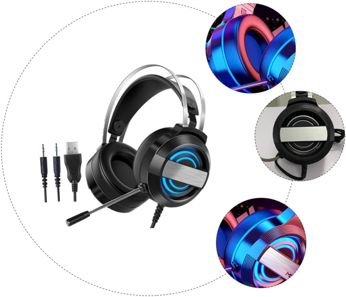 COHEALI Gaming Headset with Microphone USB Wired Pc Stereo Headphones for Desktop and Home Use Black Standard Edition image number 2
