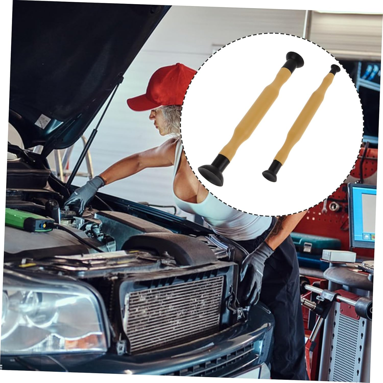 COOLHIYA 2Pcs Valve Grinding Tool Pneumatic Valve Lapper for Repair Automotive Care