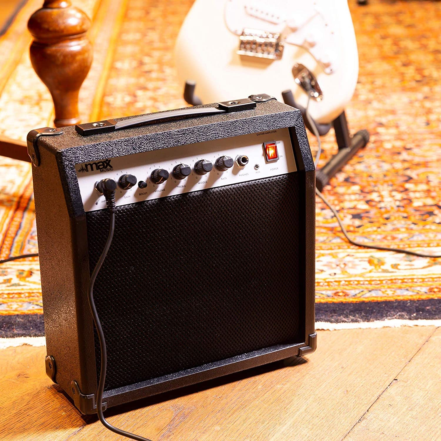 MAX Gigkit White Stratocaster Electric Guitar Pack image number 4