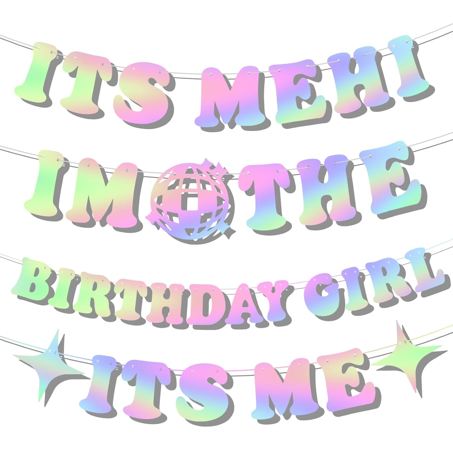 It'S Me Hi I'M the Birthday Girl It'S Me Banner, Funny Birthday Party Banner Singer Party Garland Decorations Glitter (Pink)