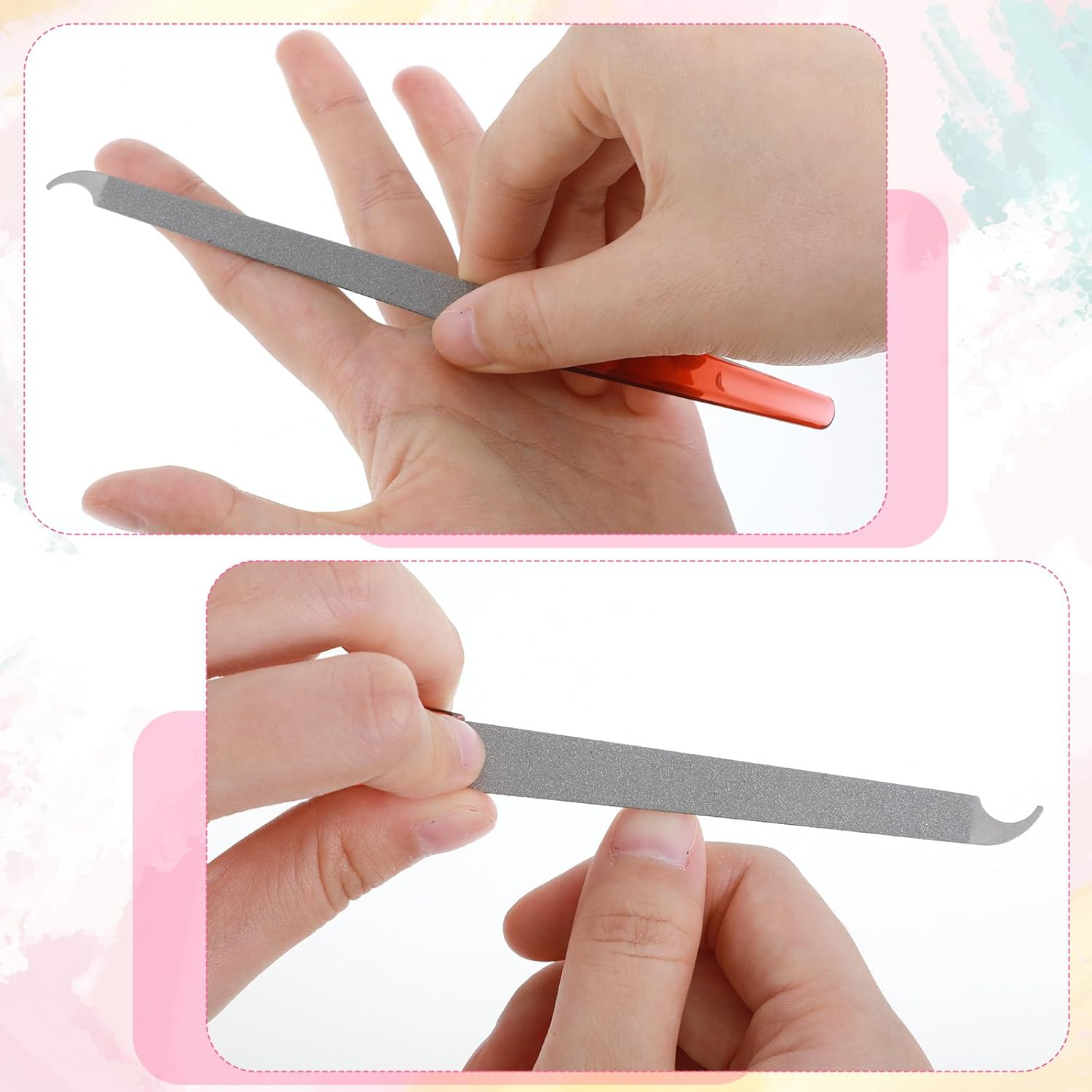 6 PCS Diamond Deb Nail File, Metal Nail File with Sharp Pointed Tip, Stainless Steel Fingernail Filer Curved Nails Files for Natural Nails, Double Sided Manicure Pedicure Toenails Tools for Salon Home image number 3