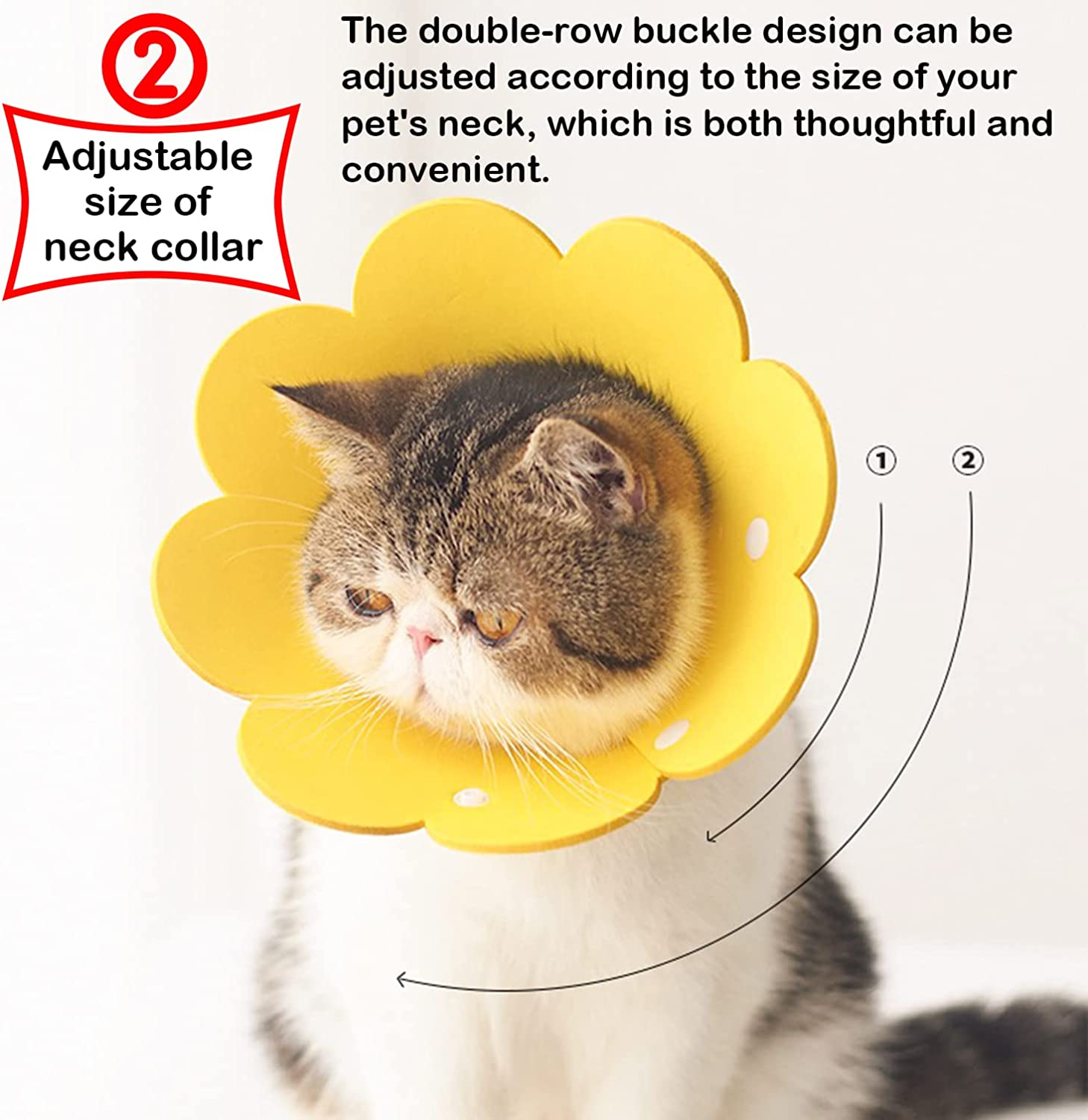 Adjustable Cat Recovery Collar, Protective Pet Cone Collar for after Surgery Soft Collar Wound Healing Protective Cone, Elizabethan Collars for Prevent from Licking Wounds, Not Block(S) image number 4