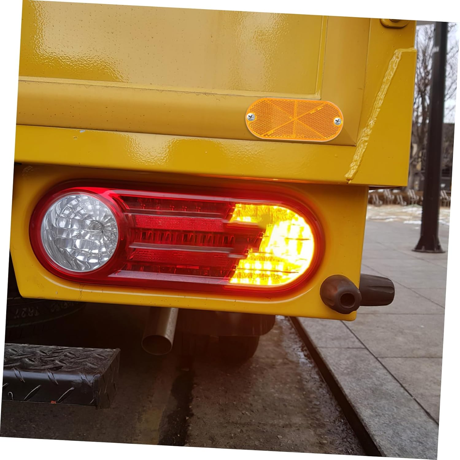 10Pcs Oval Amber Trailer Reflectors for Driveway Fence and Mailbox Self-Adhesive High Visibility Reflective Stickers for Cars Bikes Boats Easy Installation image number 1