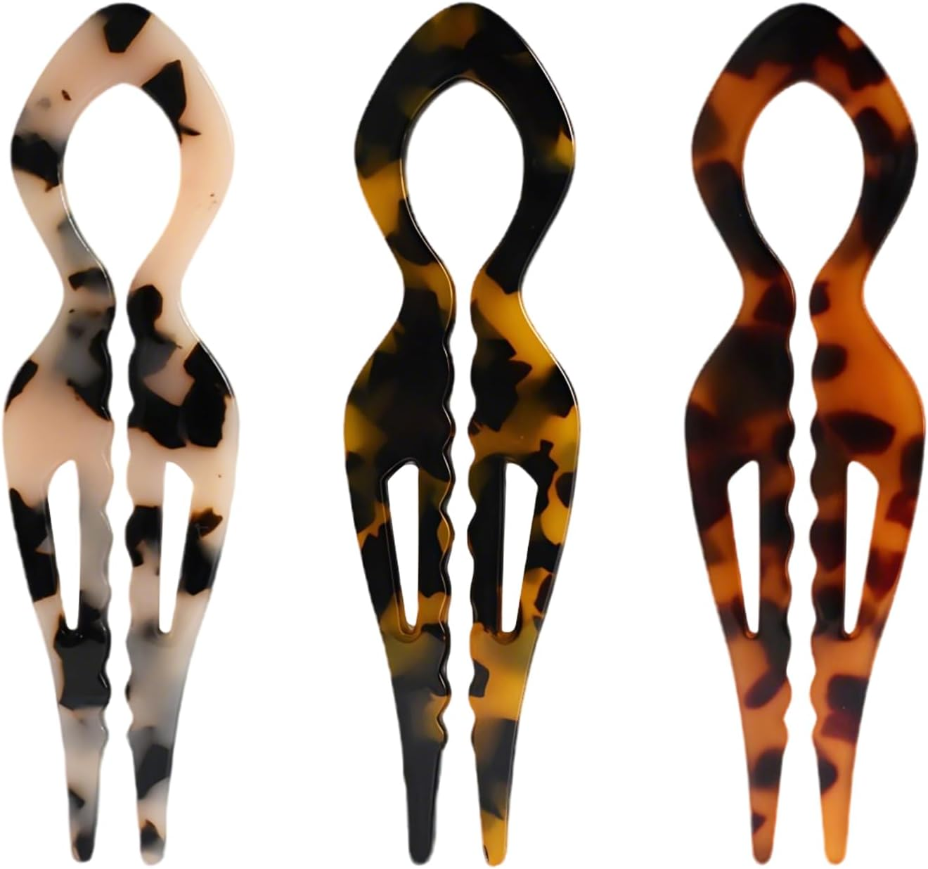 SYEYCW Pack of 3 French Hair Pins, French U-Shaped Hairpins, Acetate Hair Styling for Bun and Updos, Durable Hair Pins for Thick, Fine, Long Hair, 3 Colours image number 4