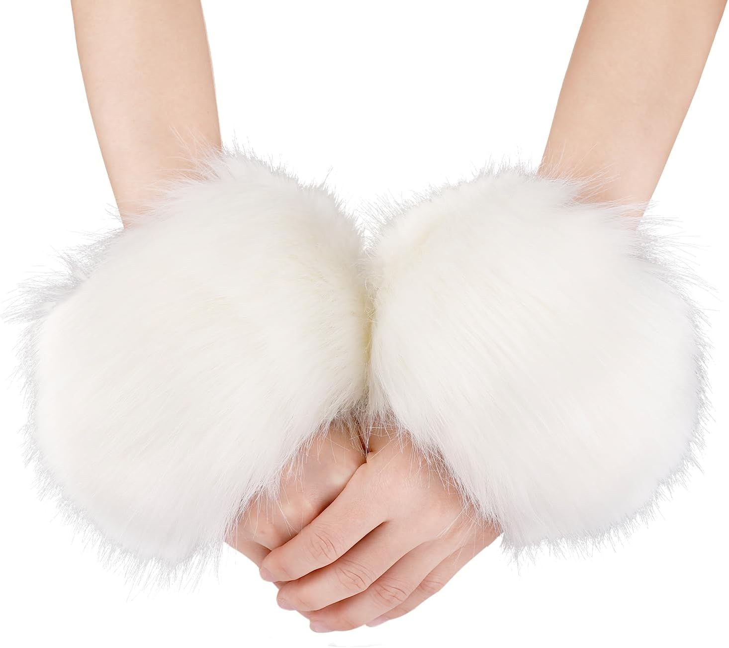 XIHIRCD Winter Wrist Cuff Warmers, Faux Fur Wrist Cuffs for Women Wrists and Arms Warm Stretch Short Arm Warmers Wrist Cuff