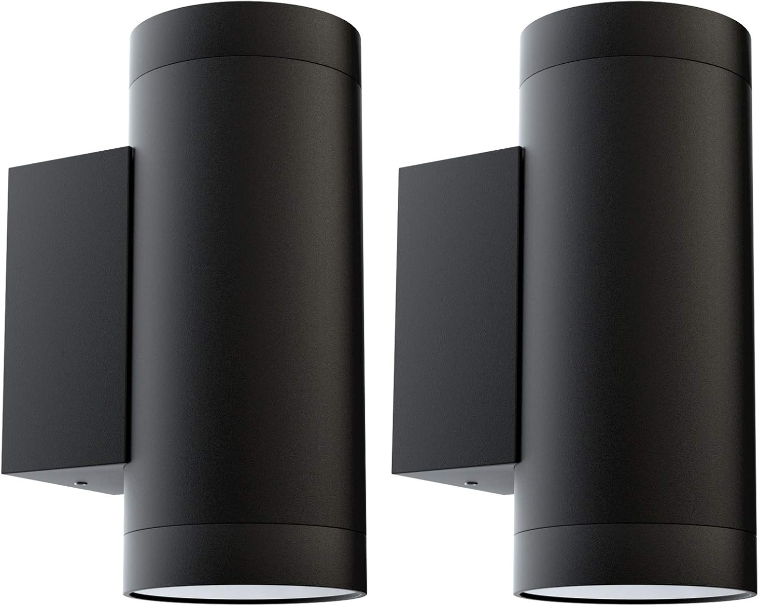 Klighten 2 Pcs Outdoor Wall Lights IP65, outside down Lights, Exterior Wall Lighting Aluminum Modern Wall Lamp for Garden Entrance Terraces Corridor, Socket GU10, Bulbs Not Included, Black