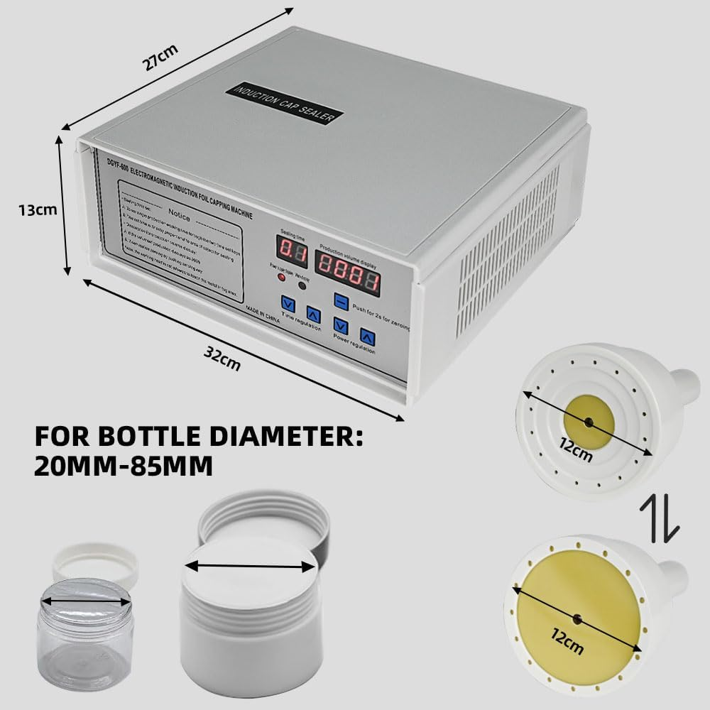 CHAOFLIGHT Induction Sealing Machine, Handheld Electromagnetic Heat Sealer Bottle Cap Diameter 20-85Mm Adjustable Food Sealer Machine for Aluminum Foil for Plastic Bottles Caps (20-85 Mm) - 20-85 Mm image number 5