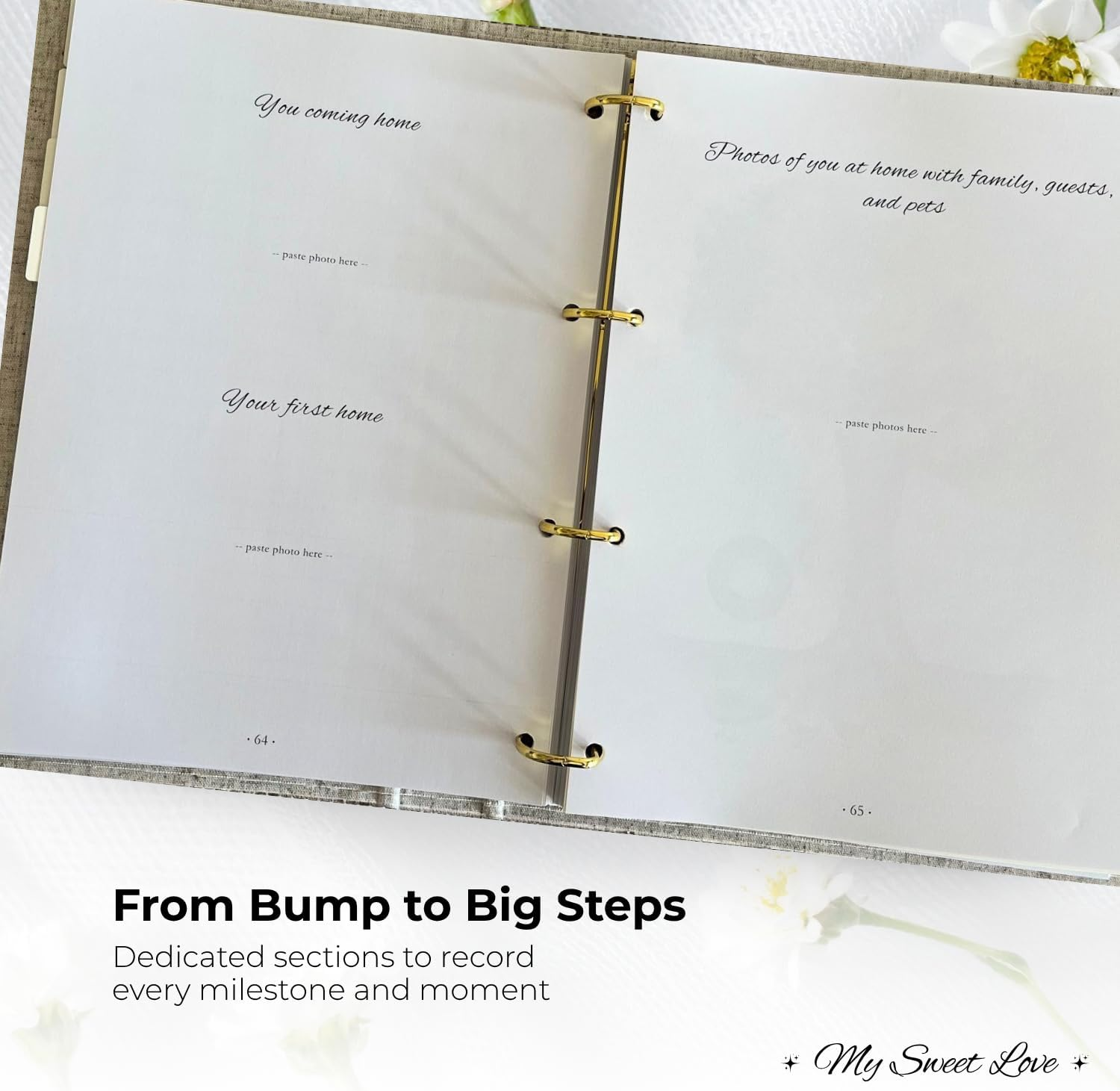 Little One Baby Journal &ndash; Premium Linen Baby Keepsake Binder from Pregnancy to 5 Years | Capture Every Milestone, Moment & Memory | Elegant Gender-Neutral Baby Memory Book for Mums & Gifts image number 5