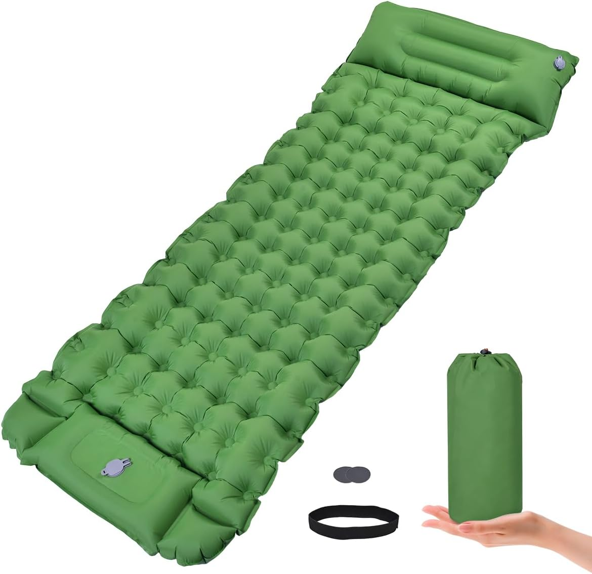 Camping Sleeping Pad, 10Cm Thick Self Inflating Camping Sleeping Mat Air Mattresses with Pillow Inflatable Mattress, Built-In Foot Pump Mat Bed Camping & Hiking Equipment image number 5
