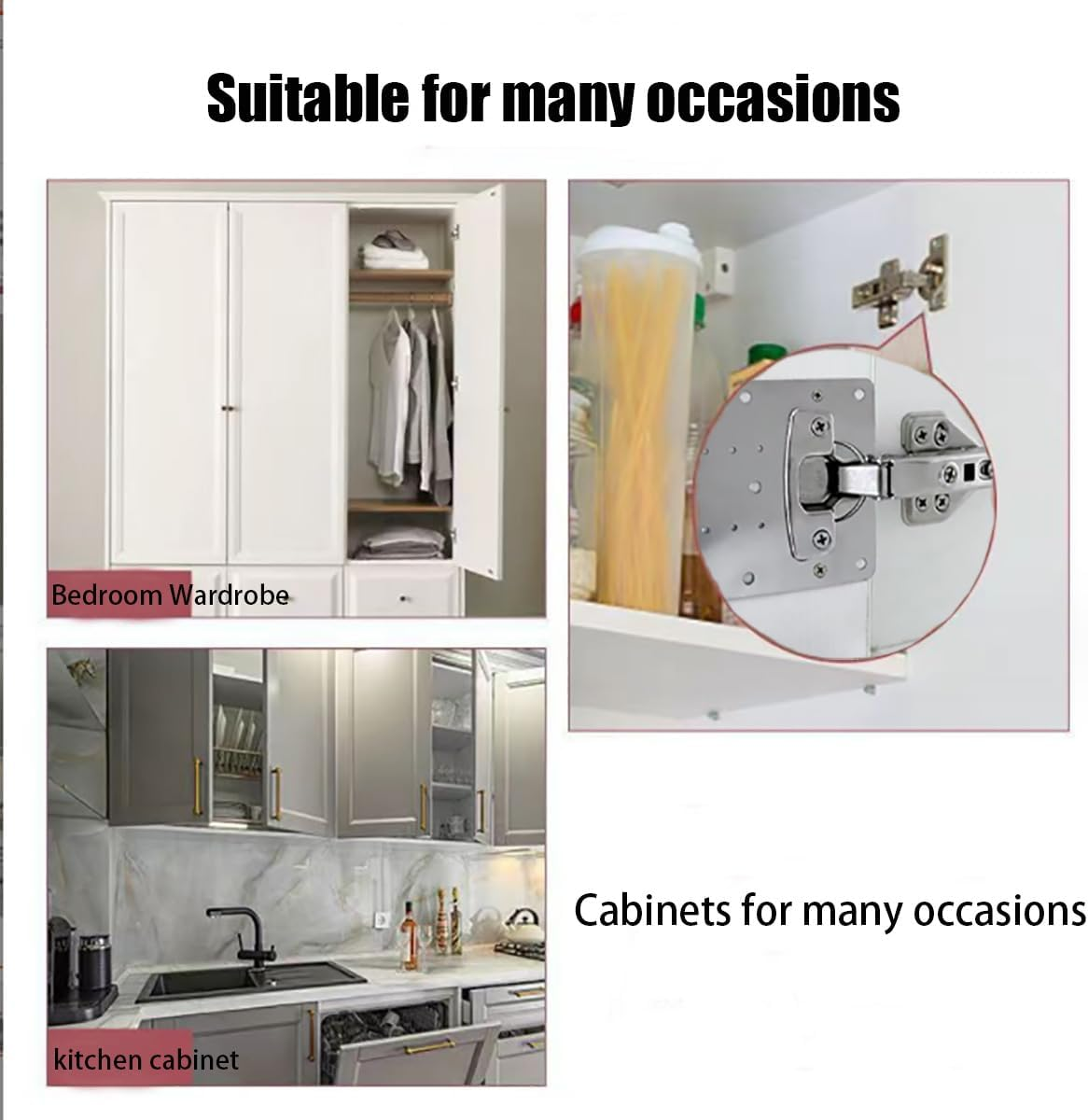 Cabinet Hinge Repair Plate 4 Pcs, Hinge Repair Kit Plate for Cabinet with 24 Mounting Screws, Suitable for Cabinets, Closets and Furniture with Hinge image number 3