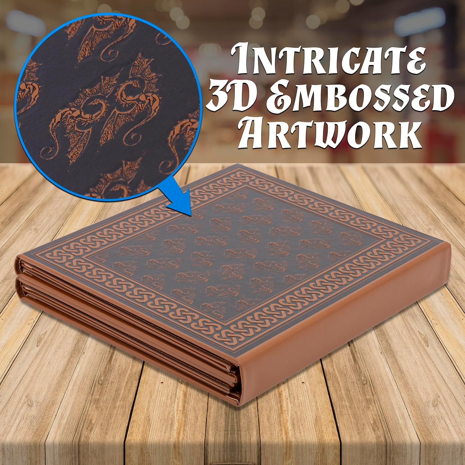 CASEMATIX DM Screen Faux Leather 8-Panel Deluxe GM Screen - Eight Panel Folding Dungeon Master Screen with 2 Swinging Panels and Wet Erase Pockets for Ttrpgs, Inserts Not Included, 47''X11.75'' image number 2