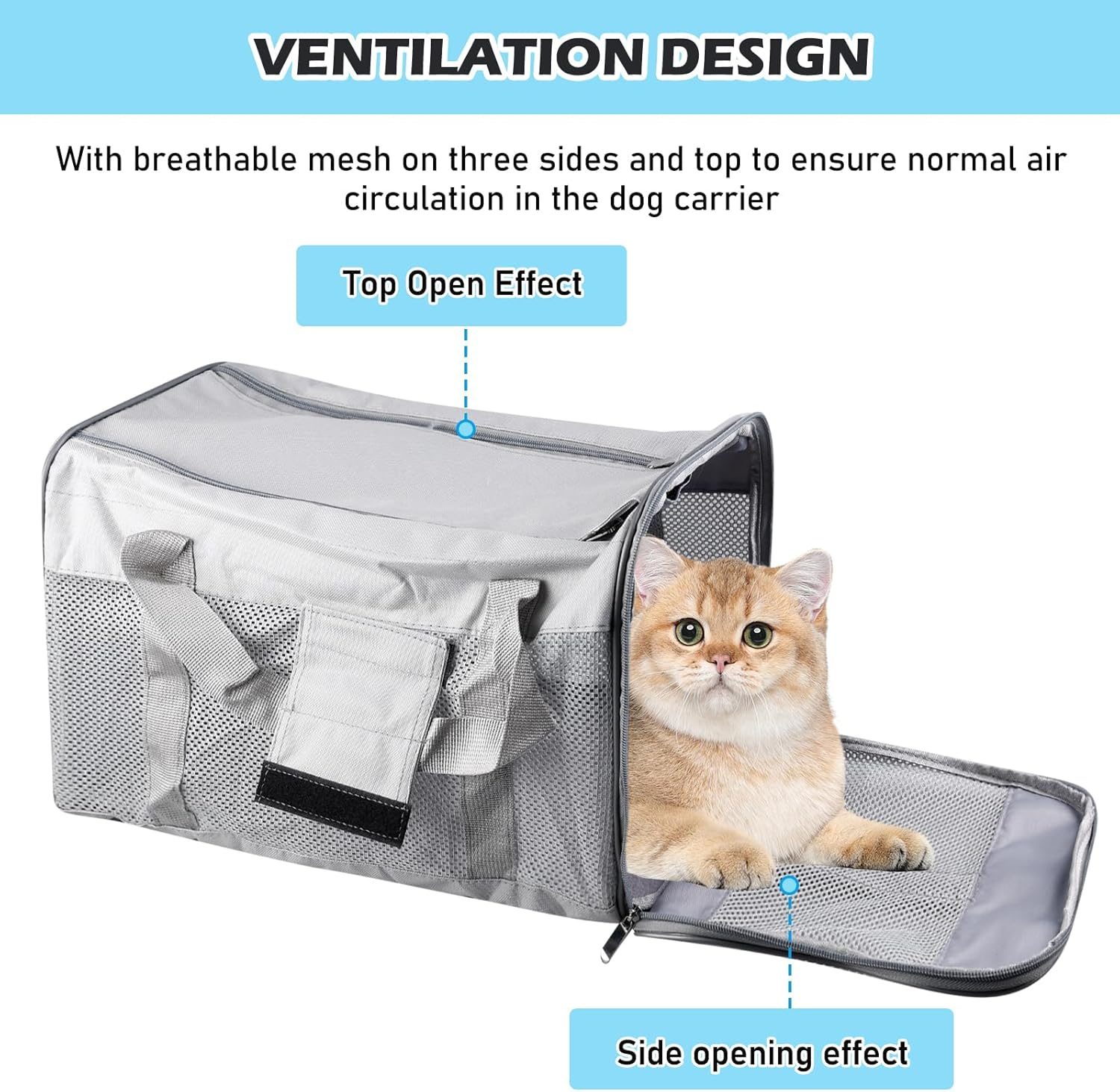 Vegena Transport Box Cat Dog Transport Box Dog Box Foldable Dog Transport Box Cat Transport Boxes Dog Bag Cat Transport Bag Includes Dog Bowl 42 X 27 X 28 Cm (Grey) image number 5