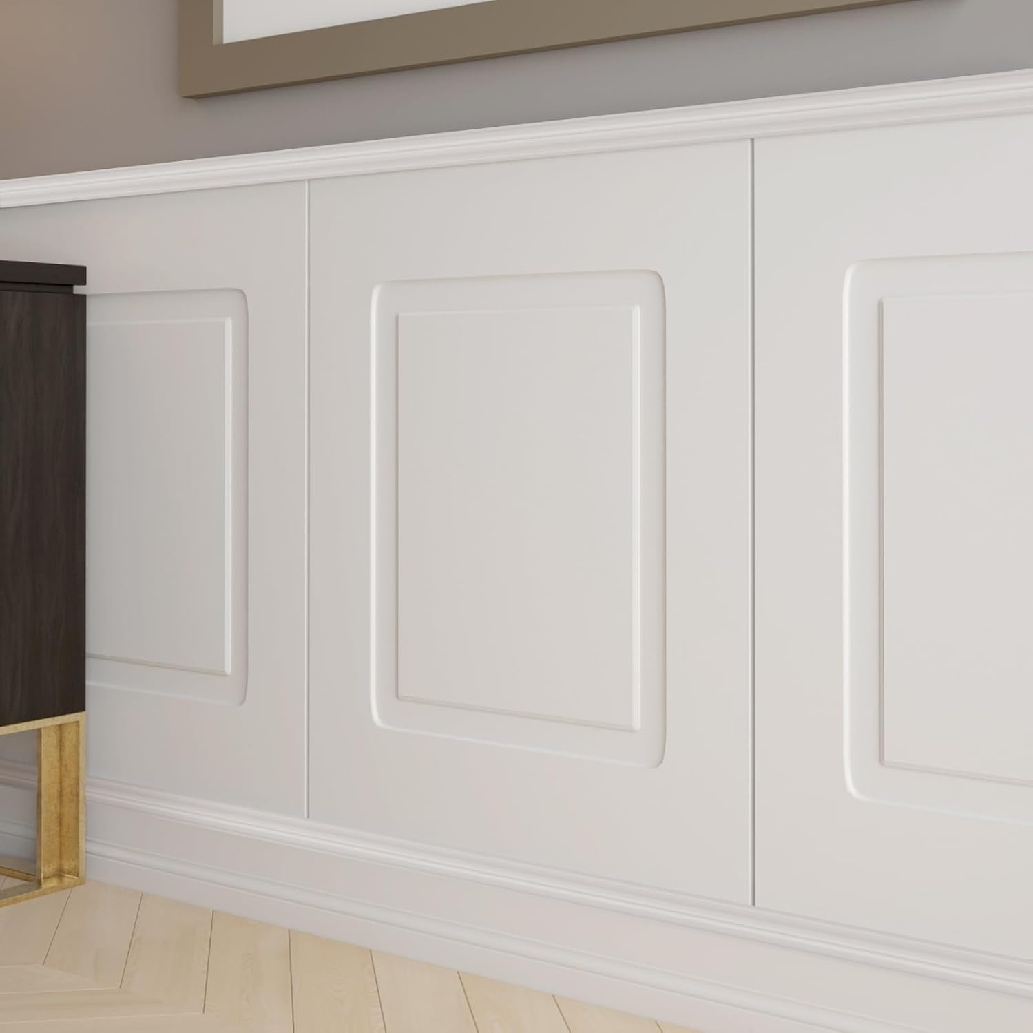 EFUTURETIME 5 Metre Self-Adhesive Wall Strips, 32 Mm Wide, Glossy Trim, Stucco Moulding Wall for DIY, Decoration, Mirrors, Picture Frames, Cabinets, White, Model YT155 image number 2