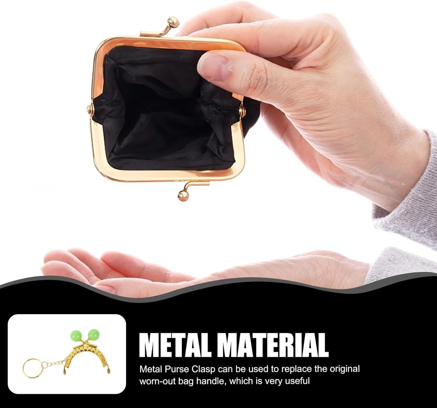 OSALADI 10Pcs Purse Clasp Frame Metal Keychain Wallet DIY Handbag Mechanism for Craft Projects and Keychain Accessories Random Color image number 6