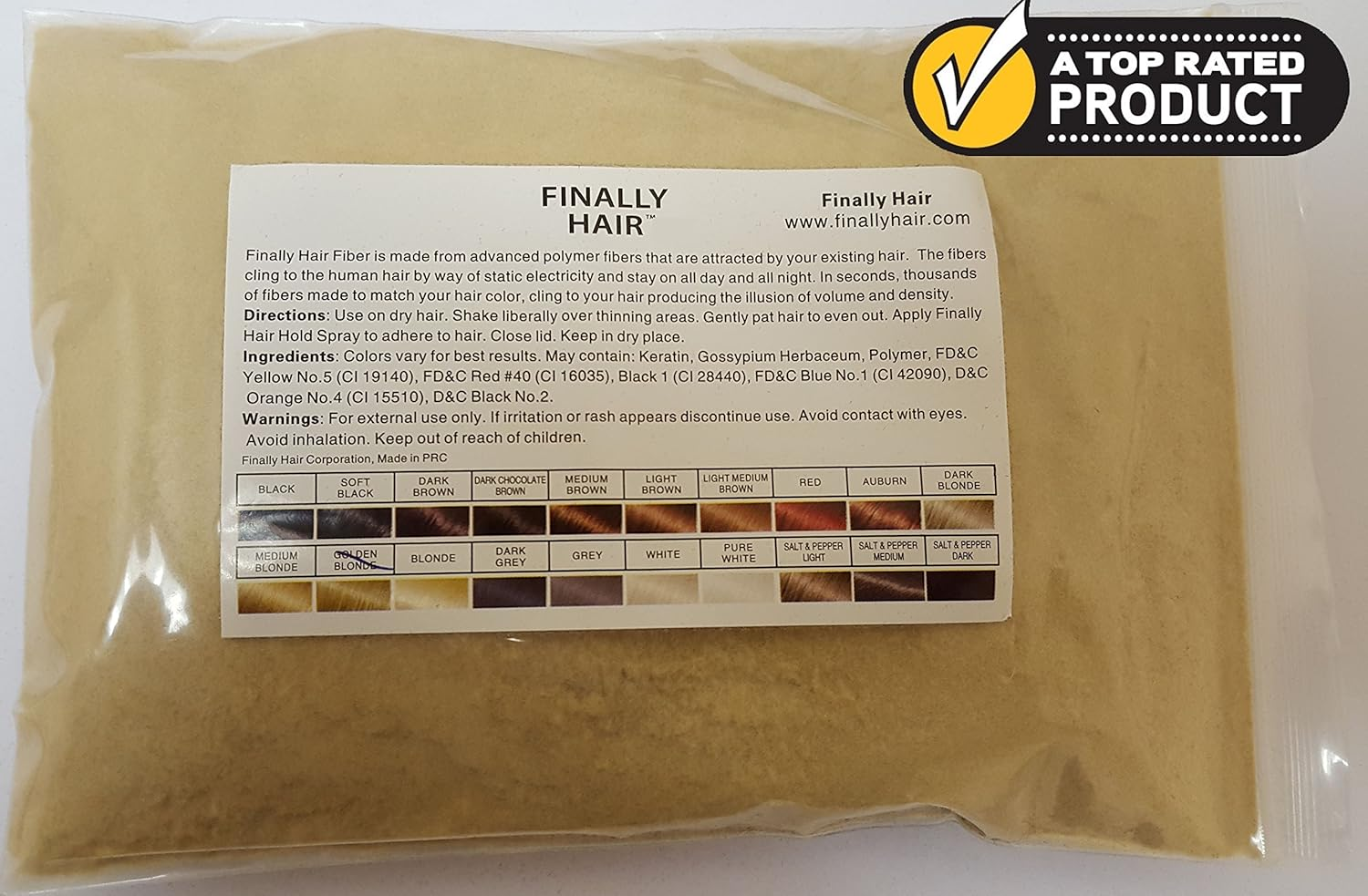 (Golden Blonde) - Finally Hair Building Fibre Refill 100 Grammes Golden Blond Hair Loss Concealer by Finally Hair (Golden Blonde) image number 1