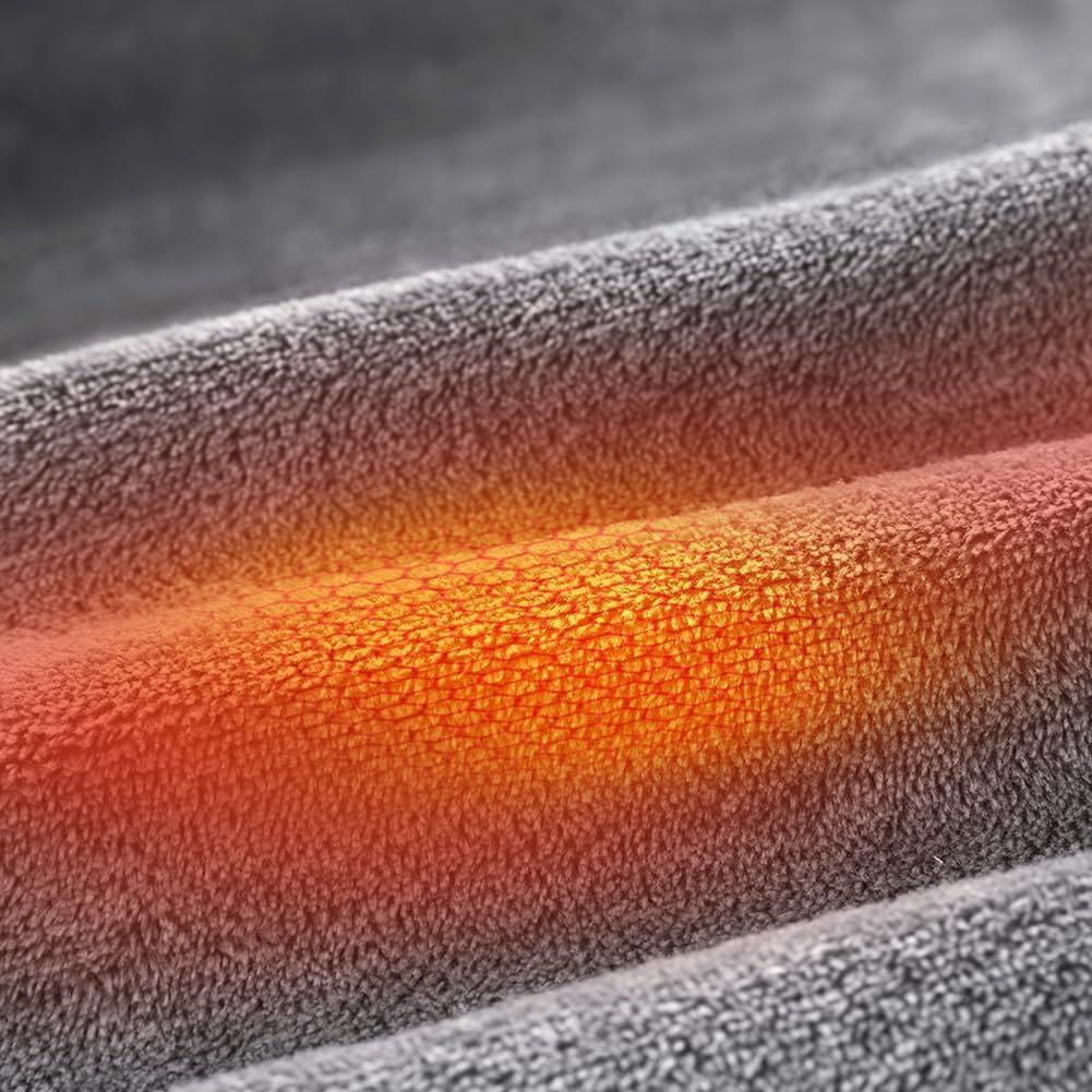 Quintin Portable USB Heated Blanket Shawl - Wearable Cordless Electric Heated Blanket for Outdoors 3 Heating Levels, USB Operated Camping Heated Blanket (Grey) image number 4