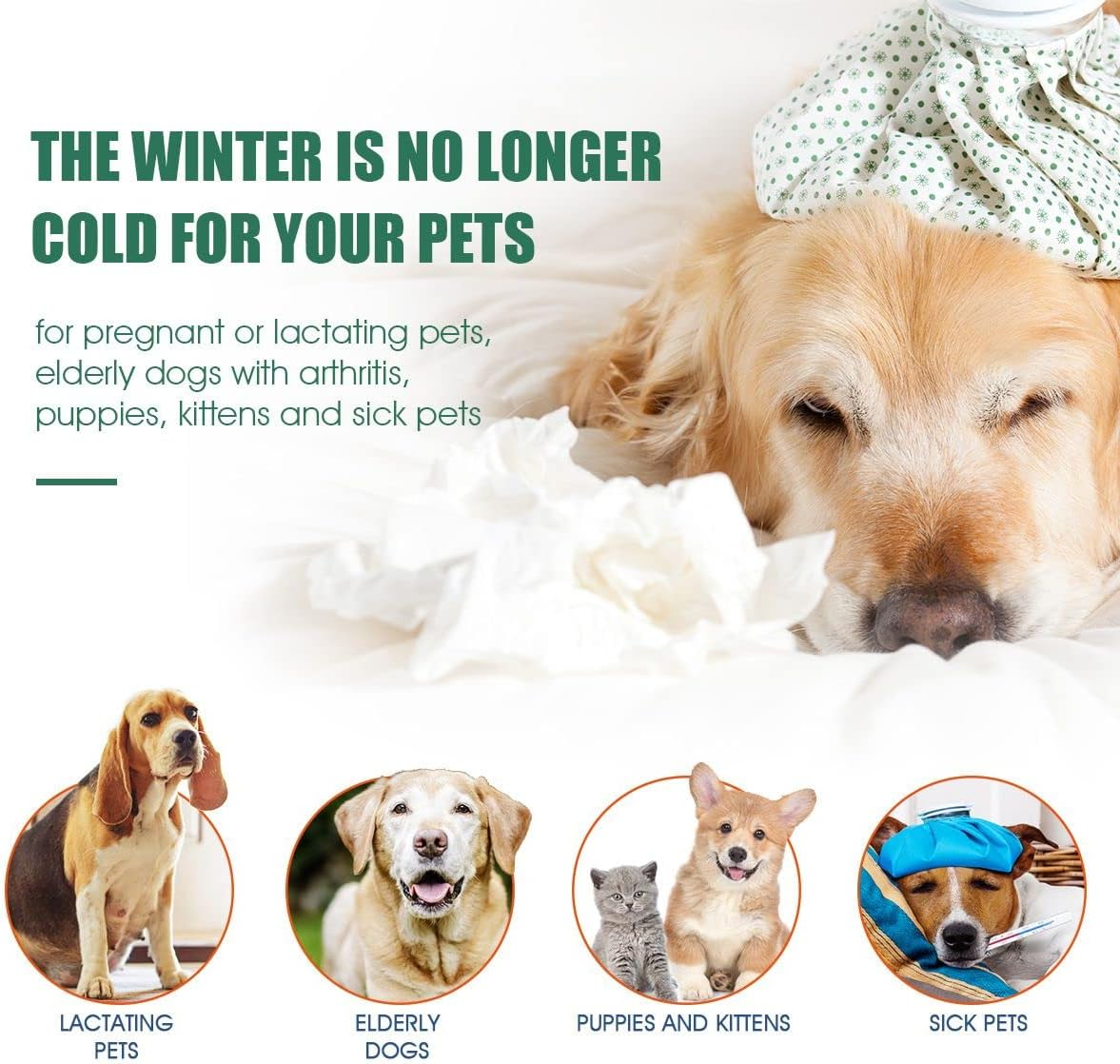 Pet Scene Electric Pet Heat Pad Heated Mat 75X45Cm Pet Heating Blanket Dog Cat Bed Thermal Protection Timer L Size with 2 Cloth Covers image number 6