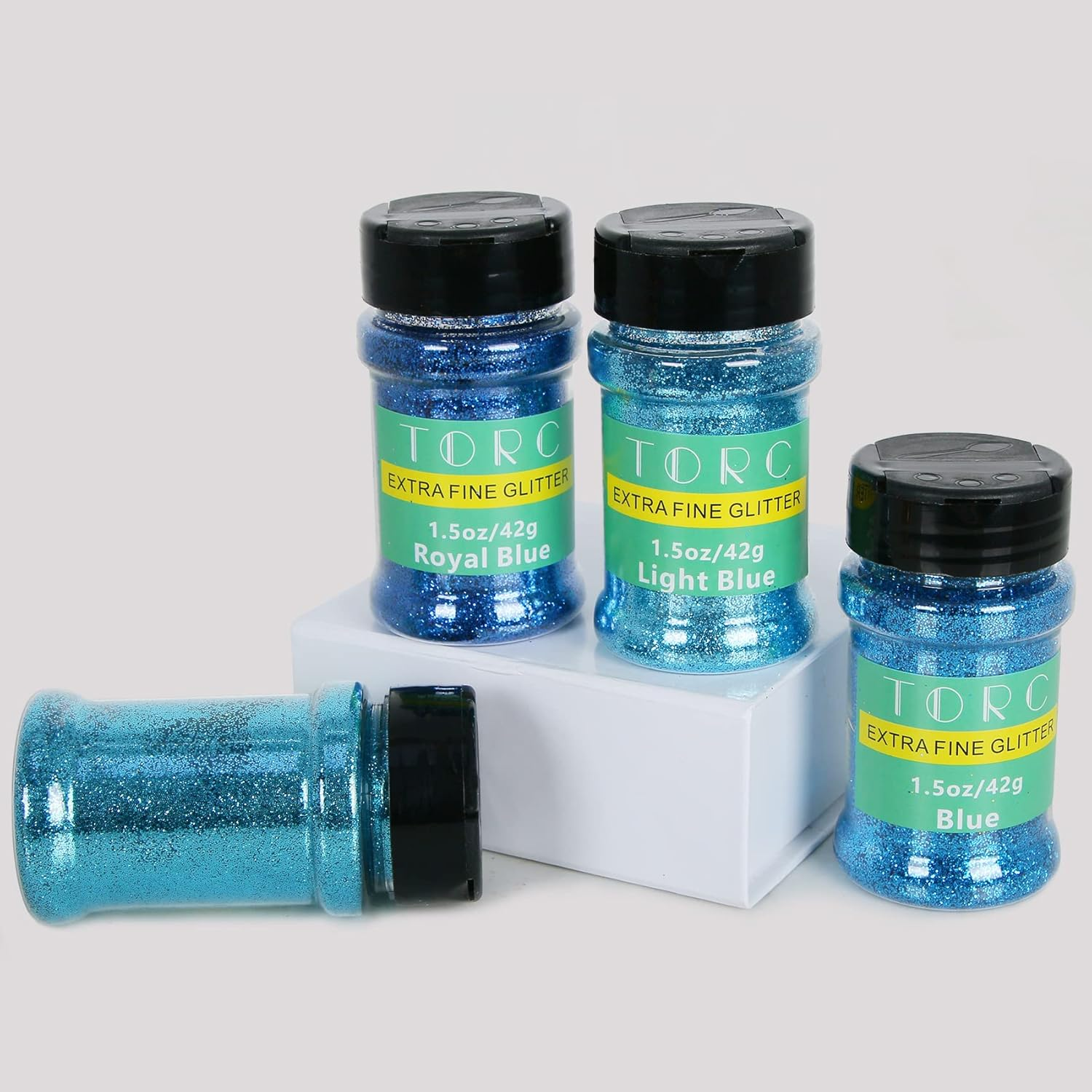 TORC 6 Oz Blue Fine Glitter Set for Resin Crafts Tumblers Slime Cosmetic Nail Art Makeup Craft Glitter for Art and Decoration - Assorted,Green image number 6