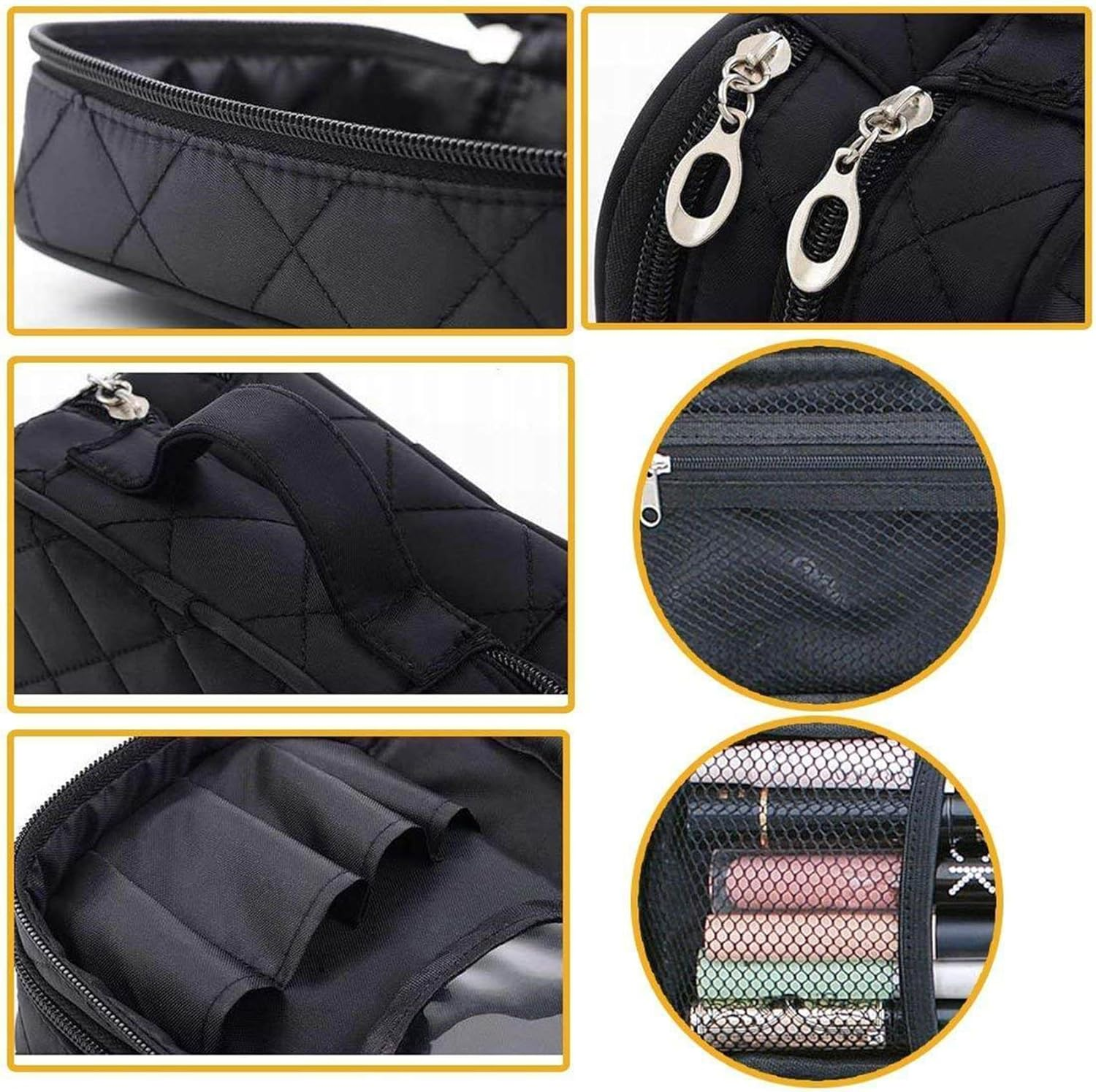 Leberna Makeup Bag Organizer for Women, Travel Cosmetic Bag Waterproof with Brush Compartment and Mirror Portable Double Layers Large Capacity Make up Case image number 4