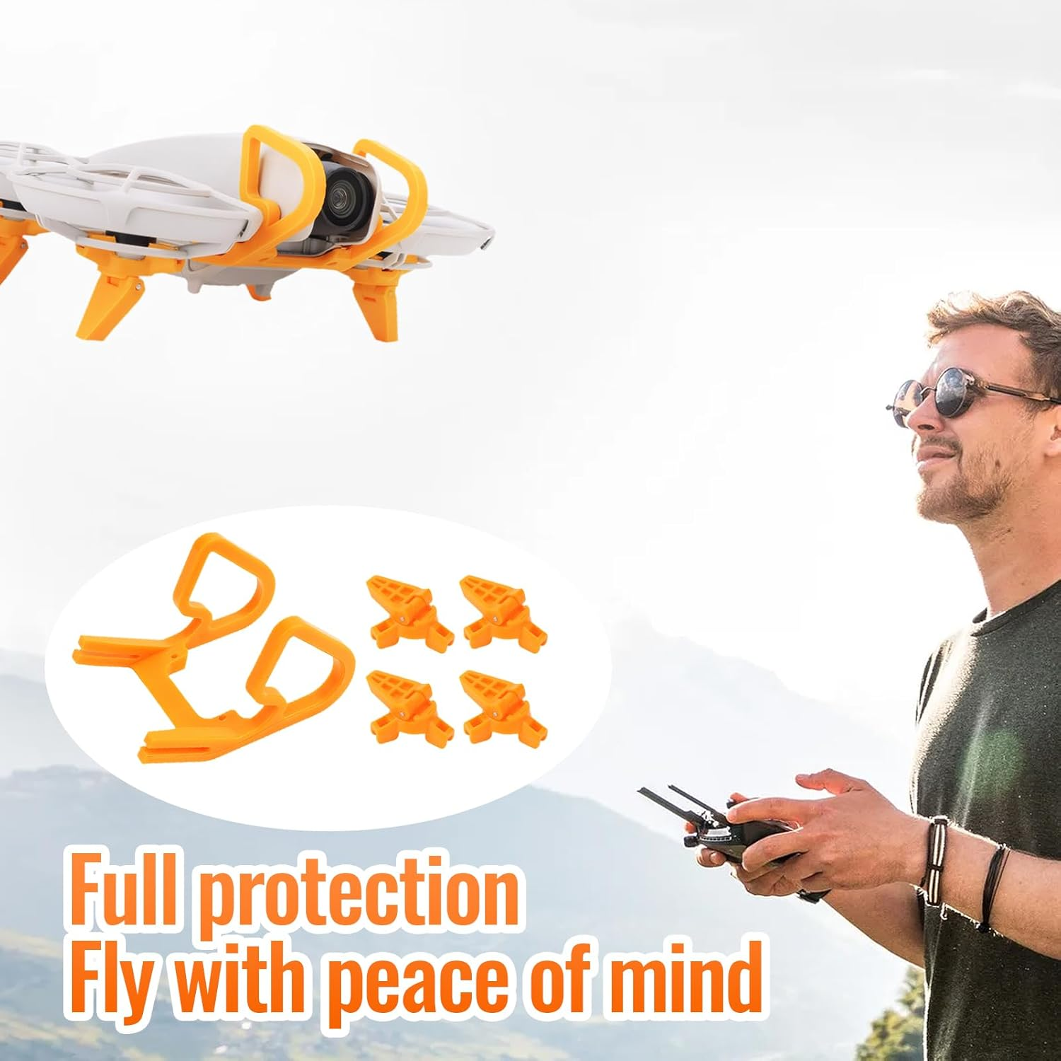 Bumper for Dji Neo Gimbal, Foldable Booster Stand for Pocket Drone Neo, Orange Bumper and Foldable Stand for Drone Dji Neo Accessories, for Dji Neo Protection image number 1