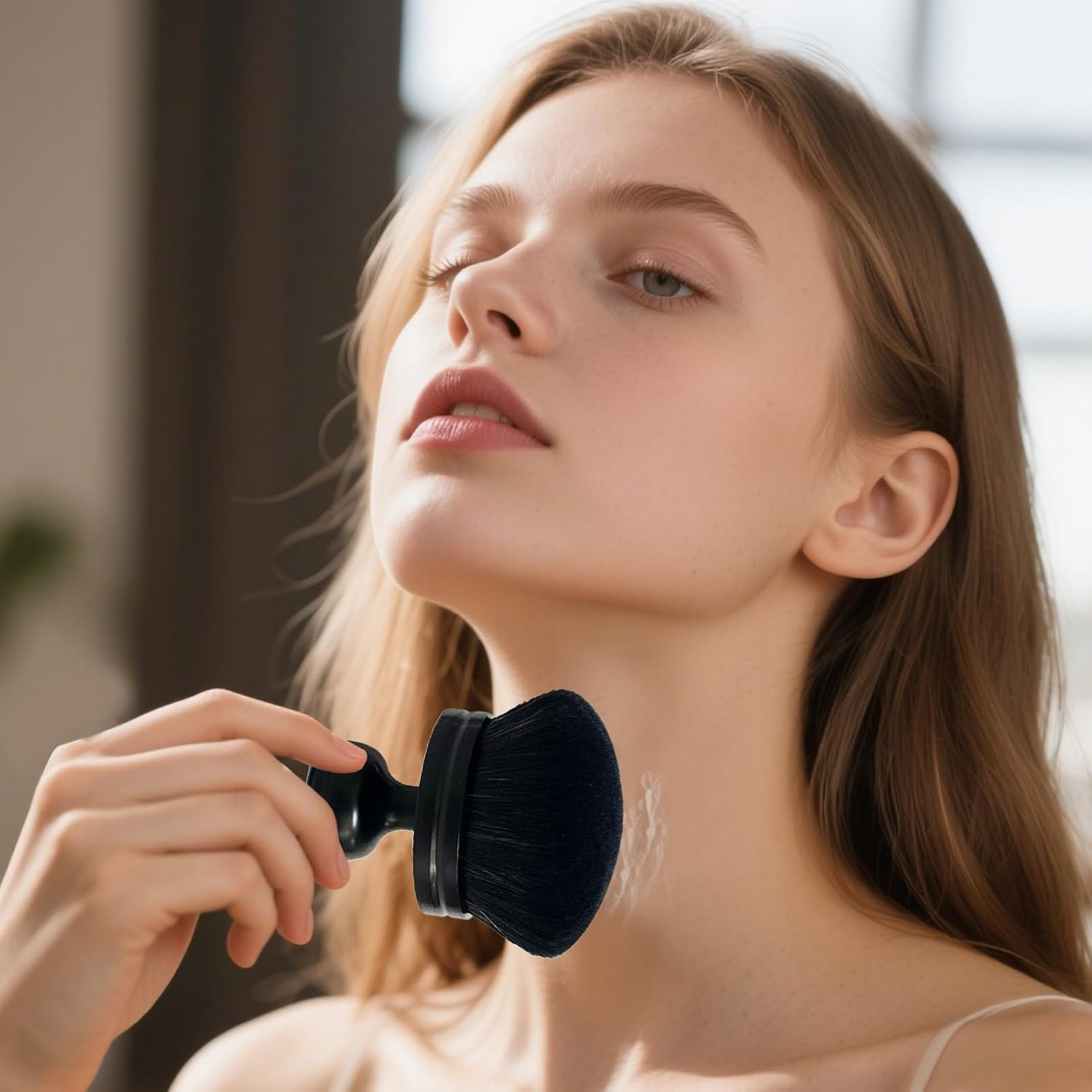 Bronzer Brush - Tan Brush,Large Soft Bristles Blending Tool for Professional Makeup Routine and Sunscreen Application image number 6