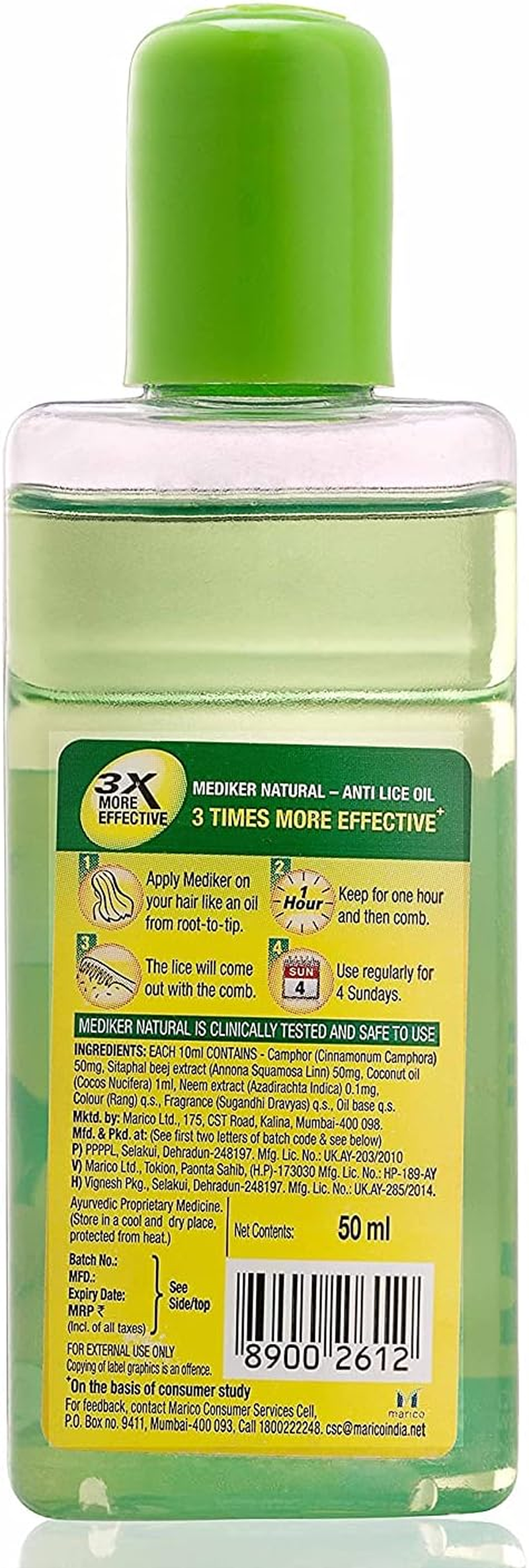 Mediker anti Lice Treatment Hair Oil 100% Natural, 50Ml image number 1