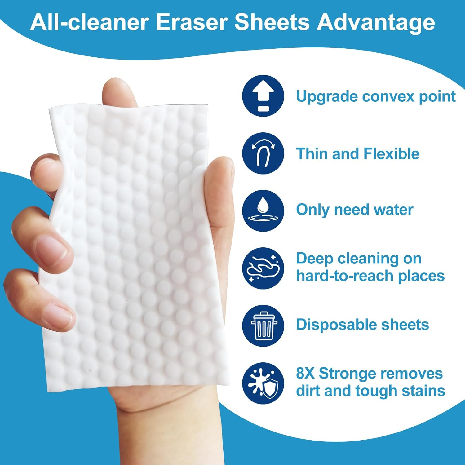 52 PCS Magic Sponge Eraser Sheets,Upgrade Convex Point Melamine Sheets，Disposable Portable Magic Cleaning Eraser Thin Wipes for Kitchenware Bathroom Shoe Sink Car Interiors Hard-To-Reach Places image number 4