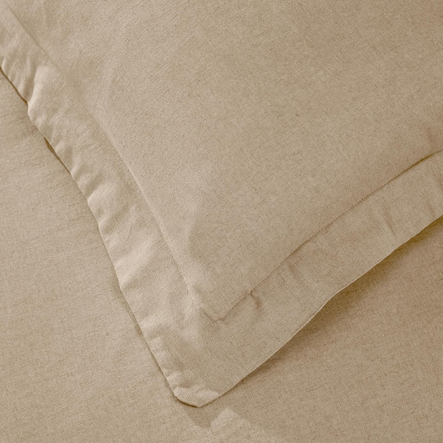 SUPERIOR Cotton Linen Duvet Cover Set, Chic Decor for Bedroom, Includes 1 Duvet Cover with Button Closure, 2 Pillow Shams, Boho Aesthetic Bedding Essentials, Soft, Lightweight, Full/Queen, Tan image number 5