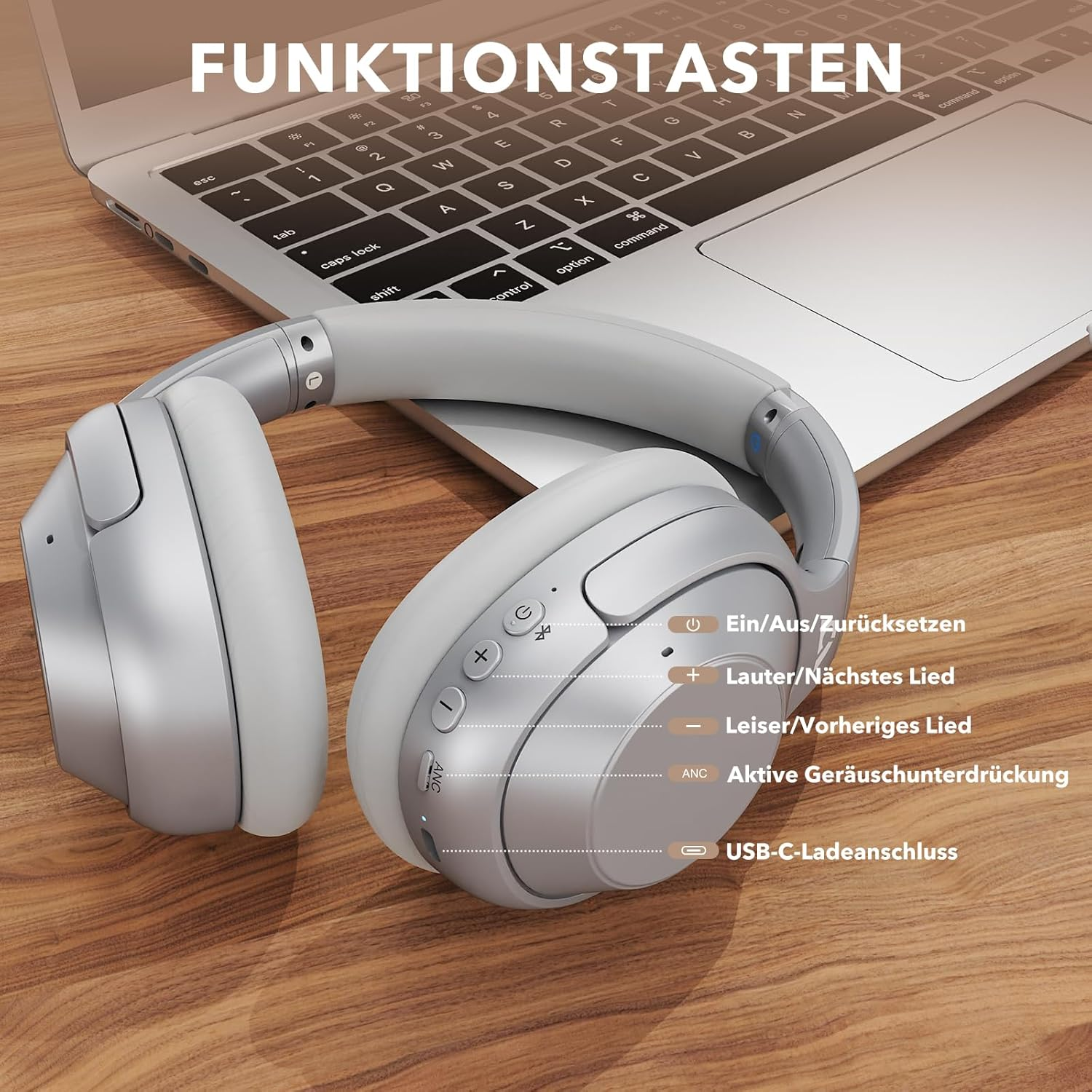 YMOO Bluetooth 5.2 Over-Ear Noise Cancelling Headphones, 75 Hours Battery Life, Hifi Stereo, Wireless with Microphone