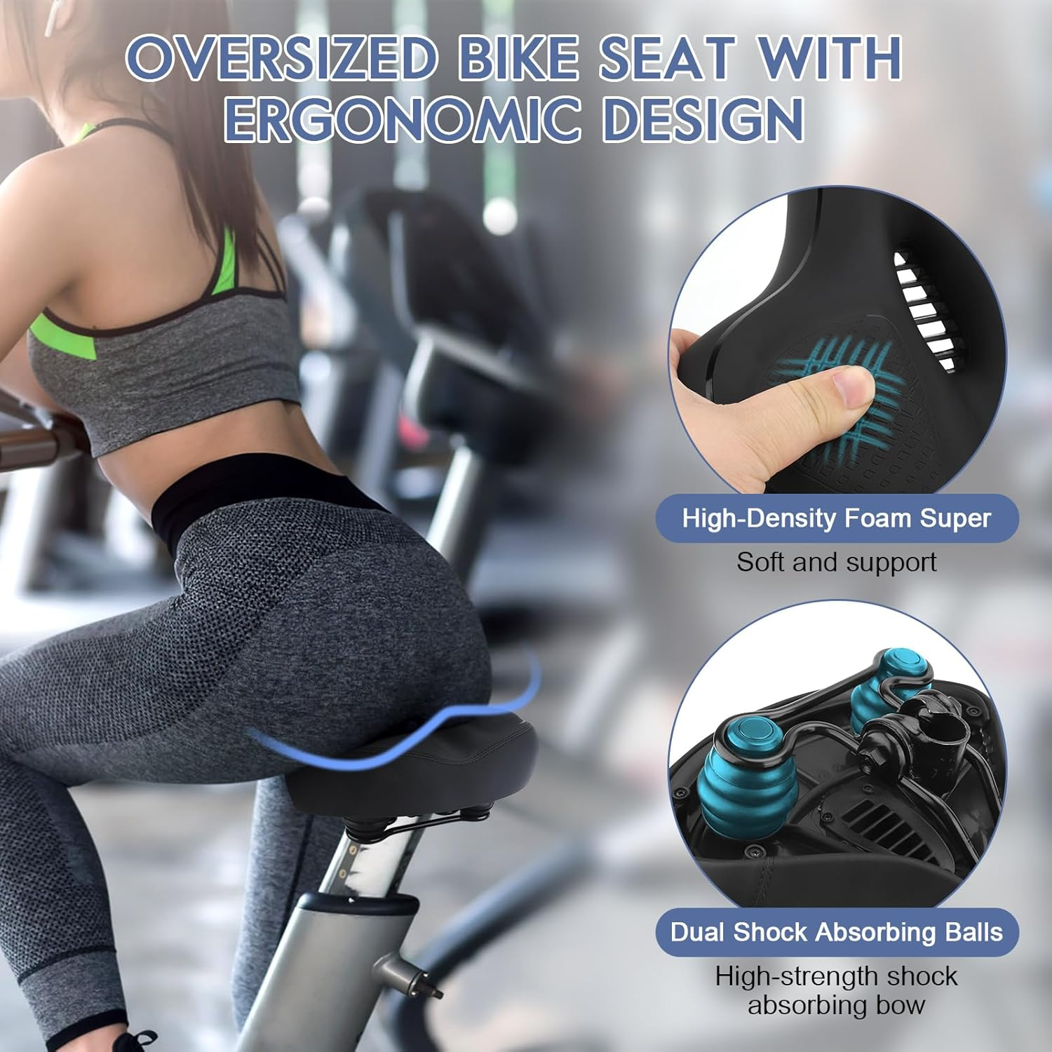Bike Seat Cushion, Extra Soft Wide Exercise Bicycle Cushion for Bike Saddle, Fits Stationary Bikes, Indoor Cycling, Spinning image number 1