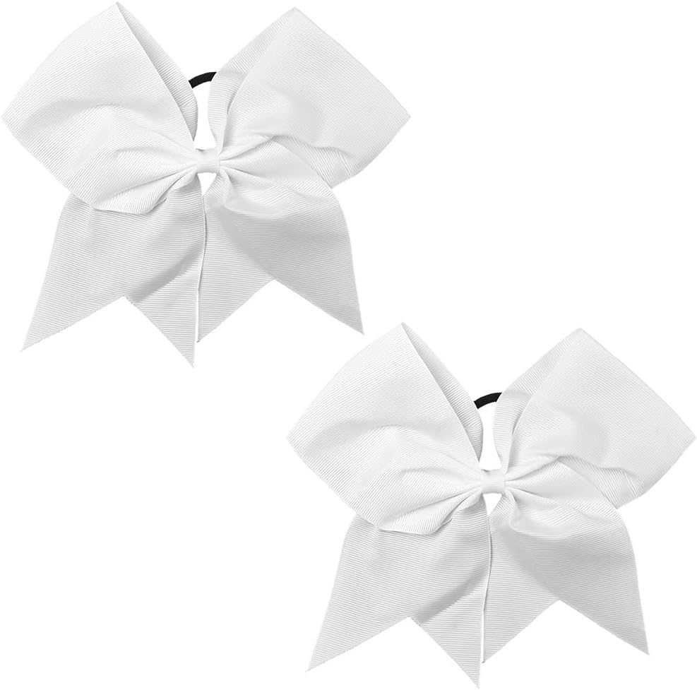 SUNNYCLUE 2Pcs Bow Hair Scrunchies Bow Scrunchies 20Mm Large White Soft Polyester Ribbon Bowknot Hair Ties with Long Tails Elastic Rubber Bands for Women Adults Holiday Fashion Gifts Accessories image number 3