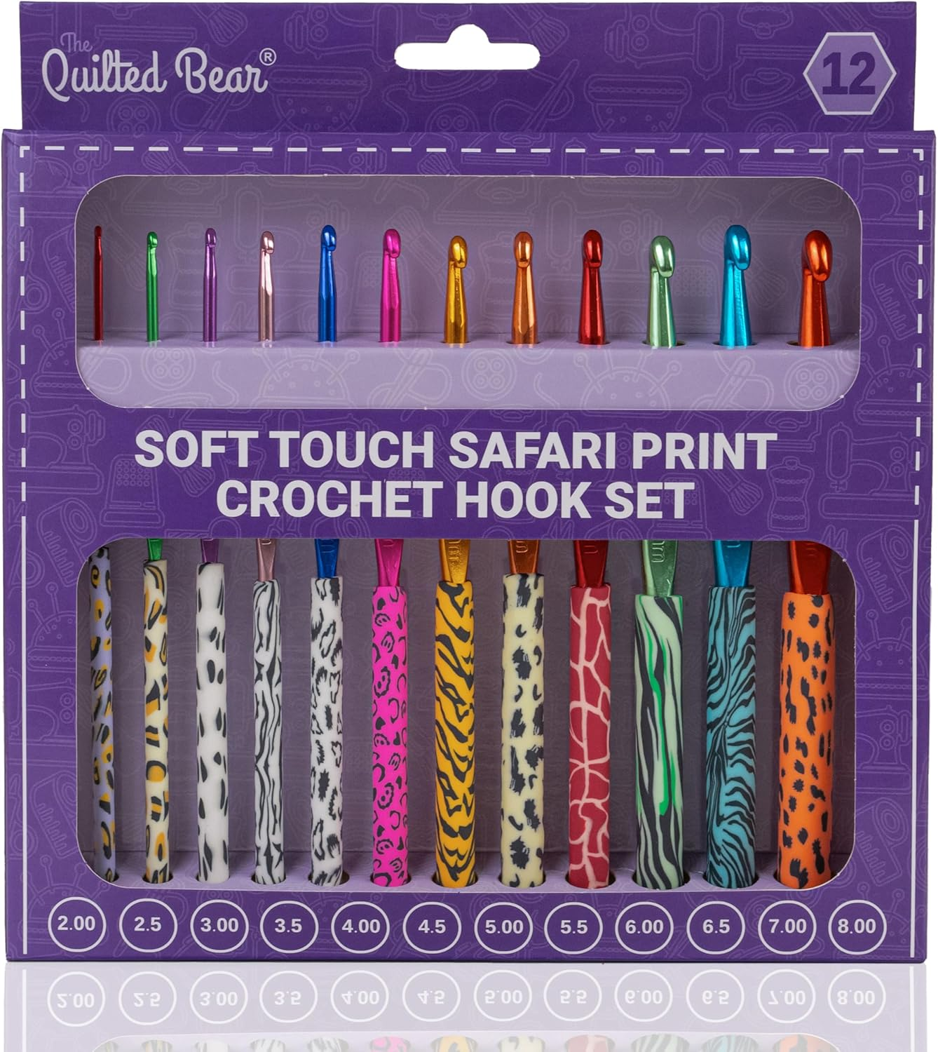 The Quilted Bear Crochet Hook Set - Premium Soft Grip Marble Print Crochet Hooks with Ergonomic Polymer Clay Handle 12 Hook Set (2Mm, 2.5Mm, 3Mm, 3.5Mm, 4Mm, 4.5Mm, 5Mm, 5.5Mm, 6Mm, 6.5Mm, 7Mm & 8Mm)