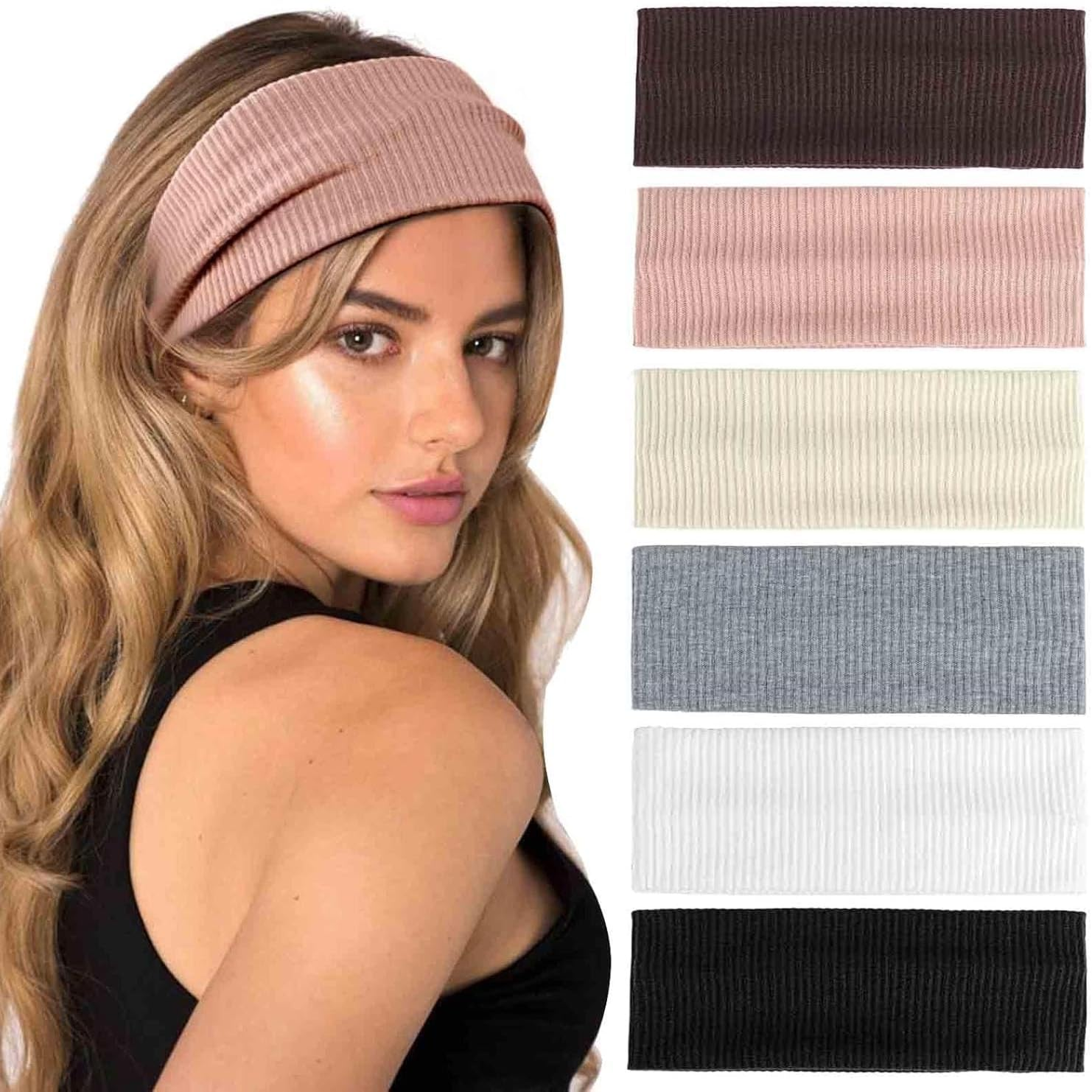 Blooms Women'S Hair Band, Pack of 6, Elastic Headband, Women'S Non-Slip Hair Bands, Fashion Hair Accessories, Sports, Yoga, Exercise, Fitness Headband image number 3