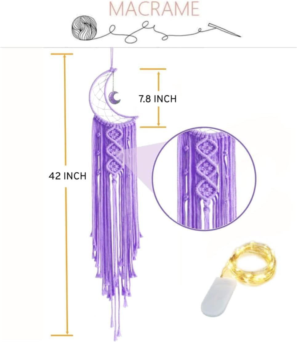 Dream Catcher, Moon Dream Catcher, Home Decor, Boho Dream Catcher, Girls Bedroom Decor Dream Catcher Wall Decor, Gifts for Teenager Girls Friends Gifts, Gifts for Women Gifts for Mom Purple - Pink image number 3