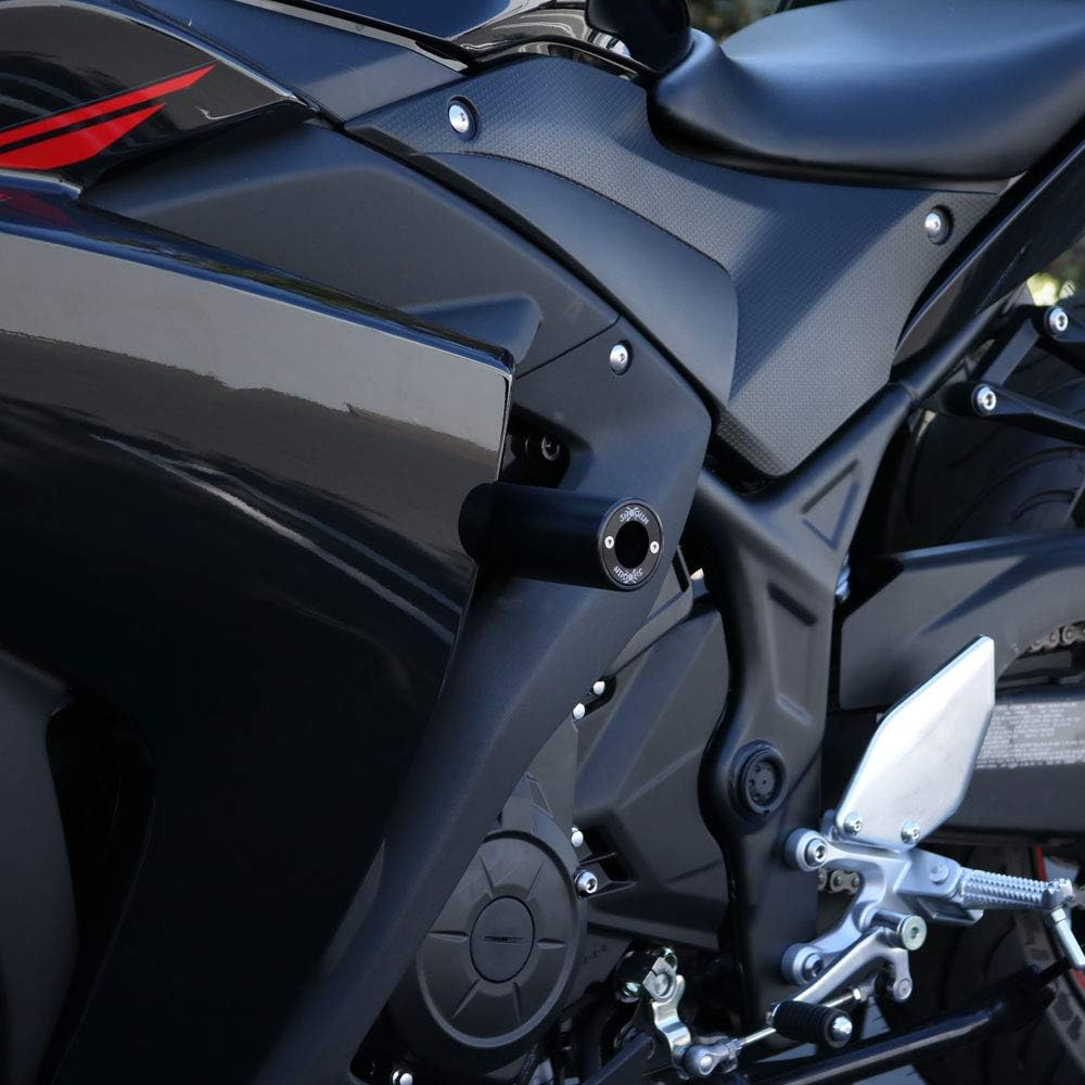 2015-2018 Yamaha YZF-R3 Black Complete No Cut Frame Slider Kit; Includes: No Cut Frame Sliders Swing Arm Spools and Bar Ends - 755-6129 - Made in the USA