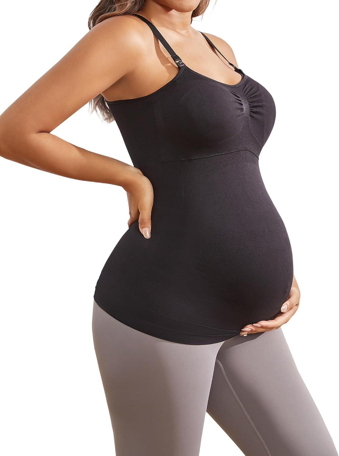 Support Nursing Tank Tops for Breastfeeding, Comfort Stretch Maternity Camisoles No Built-In Bra