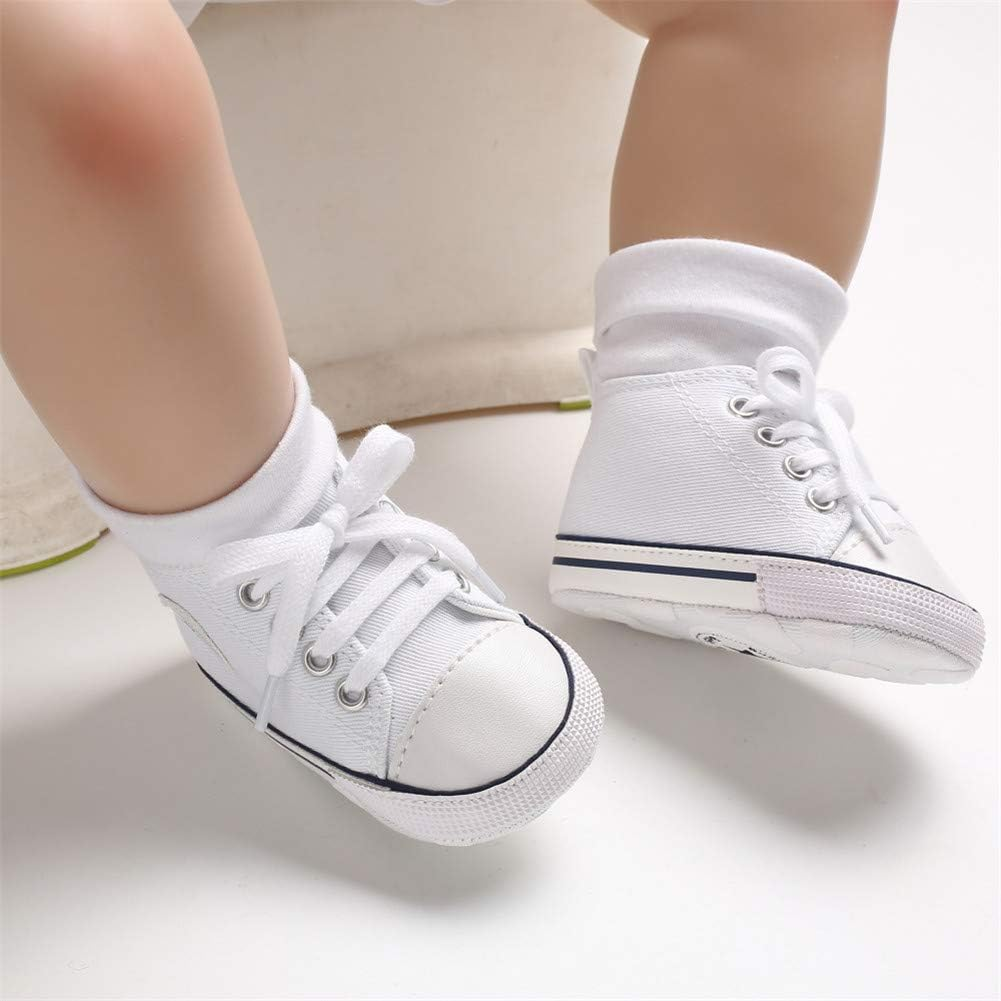 Meckior Infant Baby Boys Girls Canvas Sneaker Soft Sole First Walkers Trainers Lace up Casual Toddler Shoes image number 5