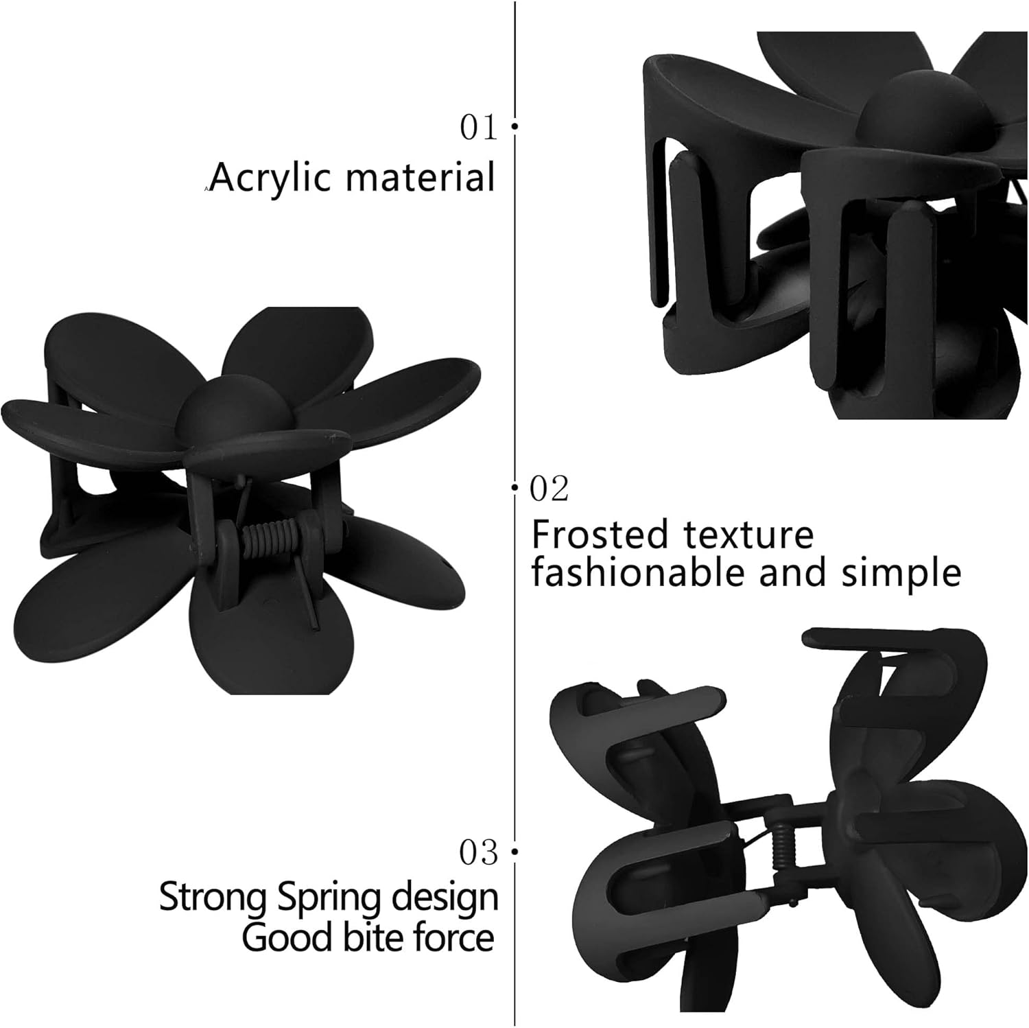 OWIIZI Jumbo Claw Clips for Thick Hair 6PCS Flower Hair Clips Large Strong Hold Cute Matte Claw Clips 6Colors Hair Barrettes for Women Girls image number 5