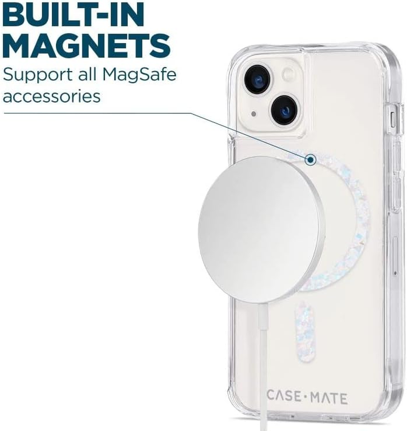 Case-Mate Iphone 14 plus Case - Clear Twinkle Diamond [10Ft Drop Protection] [Compatible with Magsafe] Magnetic Cover with Cute Bling Sparkle for Iphone 14 plus 6.7", Anti-Yellow, Anti-Scratch, Slim - Karat Onyx image number 2