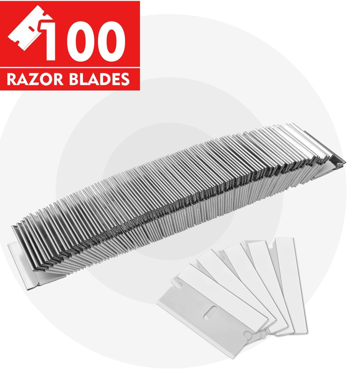 WORKPRO 100-Pack Single Razor Edge Blades, Industrial Scraper Razor Blades, High Carbon Steel One Edge Razor Blades image number 1