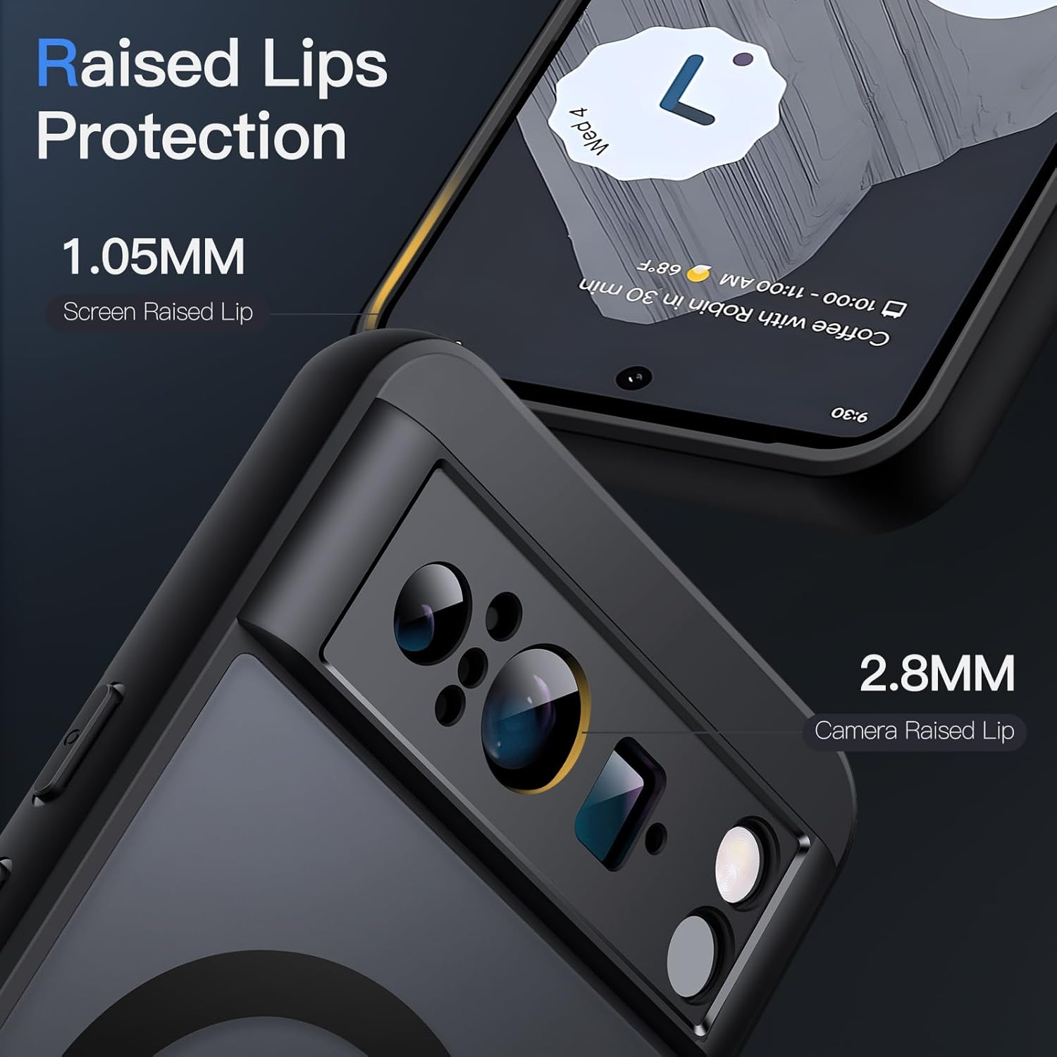 Jetech Magnetic Case for Google Pixel 8 Pro 6.7-Inch 2023, Compatible with Magsafe, Translucent Matte Back Shockproof Phone Cover (Obsidian) image number 1