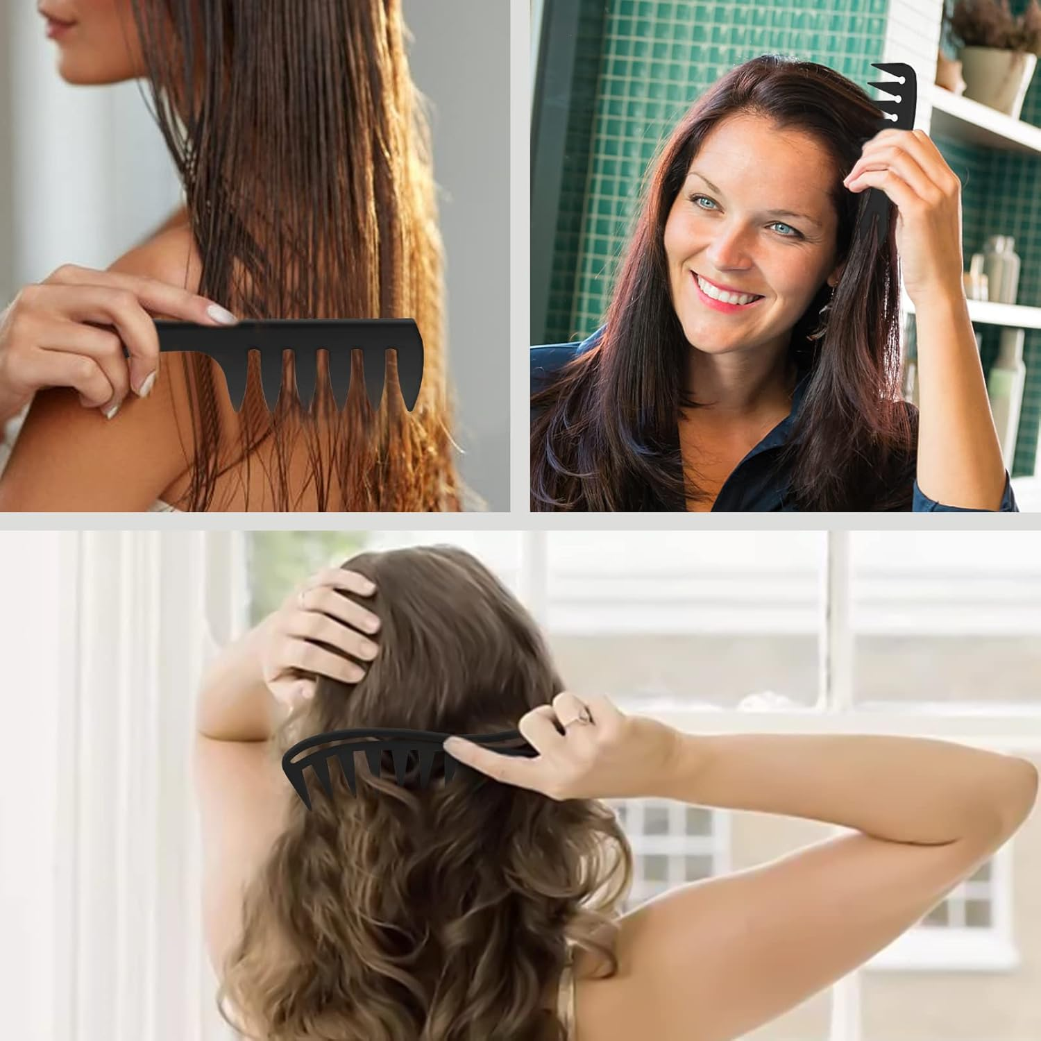 Aphrordity Pack of 4 Styling Combs Wide Teeth Combs Curling Comb Highlight Comb Shark Tooth Comb Styling Comb Men Women Hairdresser Wide Teeth Fork Comb image number 3