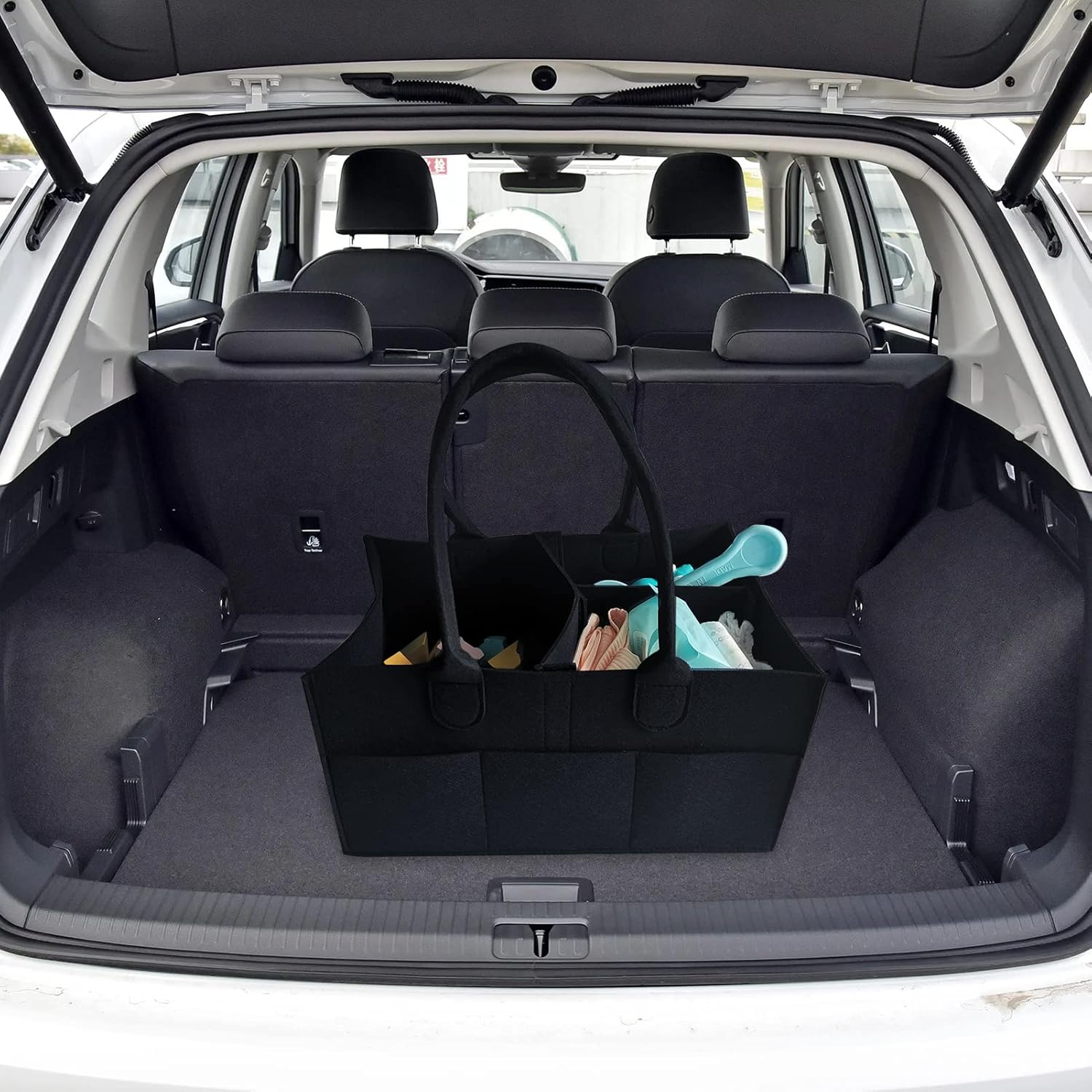 Baby Diaper Caddy Organizer: Portable Holder Bag for Changing Table and Car, Nursery Essentials Storage Bins Gifts for Baby Shower, Newborn Registry -Large（Black） image number 6